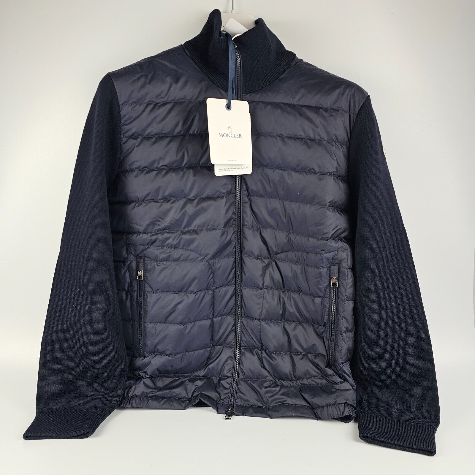 Moncler MONCLER Men's Navy Wool Down Cardigan New S Size US S / EU 44-46 / 1 - 1 Thumbnail