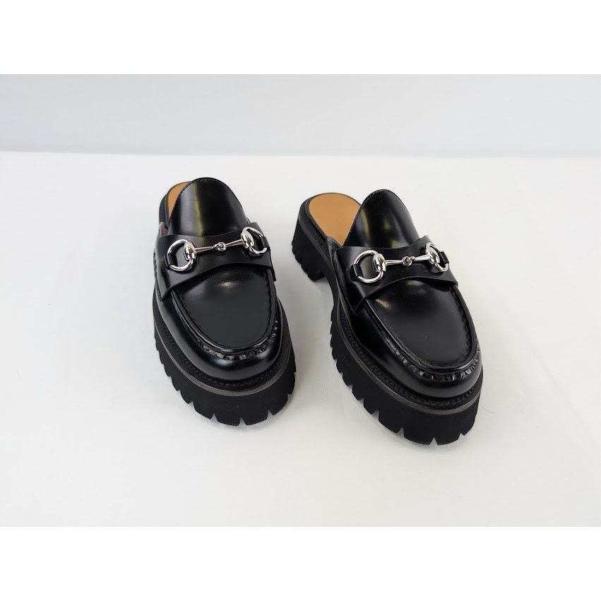Gucci o1rshd1 Cordovan Lux Horsebit Platform Mule Sandals in Nero Size US 6 / IT 36 - 6 Thumbnail