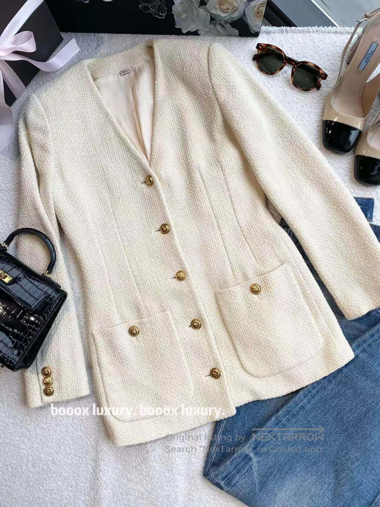 Gucci Guicci Woven gold buckle jacket coat| Size XXS / US 00 / IT 34 - 1 Thumbnail