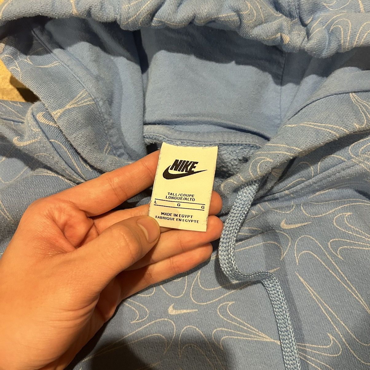 Nike × Vintage Essential Vintage Y2K Nike Center Logo AOP Baby Blue Hoodie Size US L / EU 52-54 / 3 - 5 Thumbnail