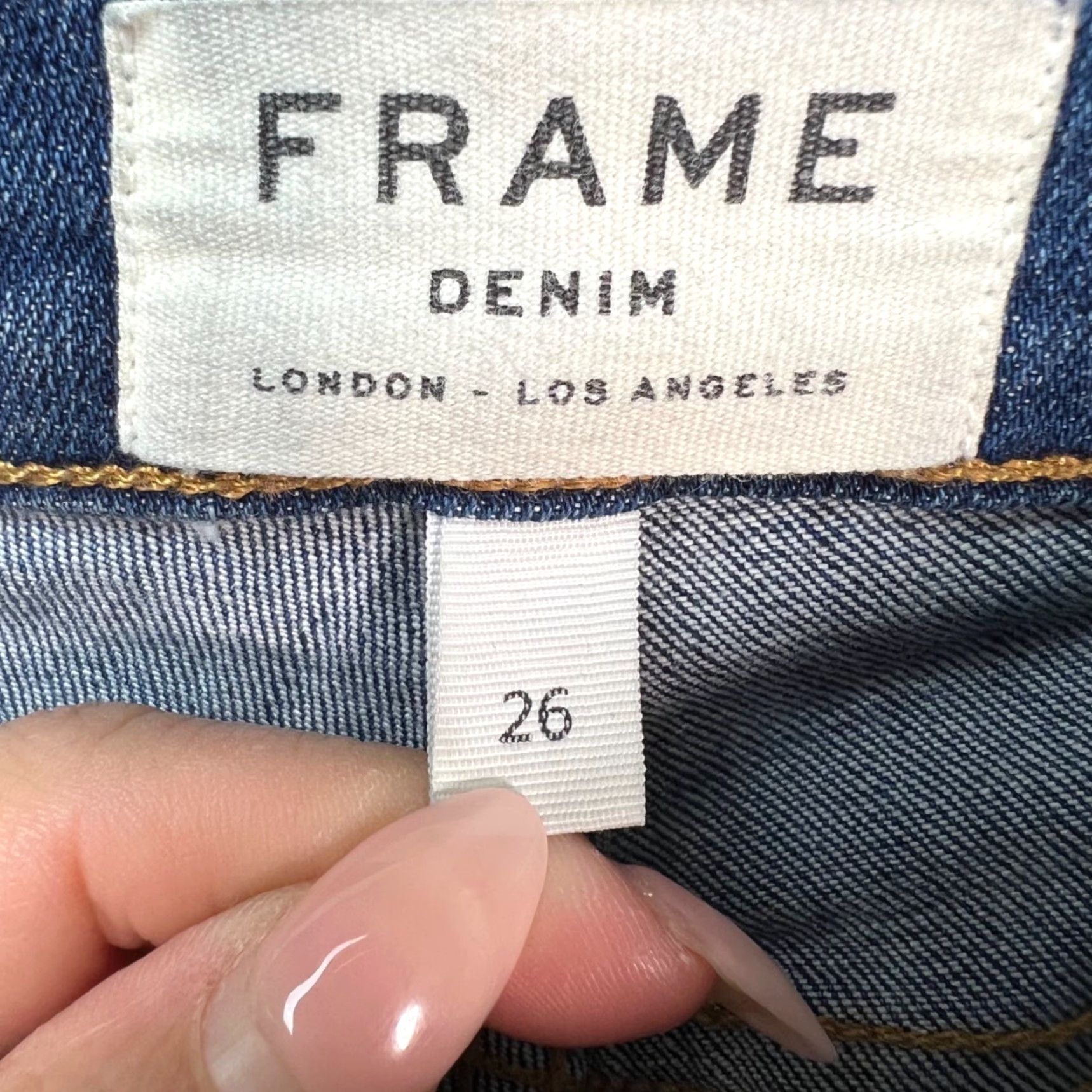 Frame Frame Womens 26 Le Skinny De Jeanne Distressed Jeans Blue Denim Mid-Rise Stretch Size 26" / US 2 / IT 38 - 3 Thumbnail