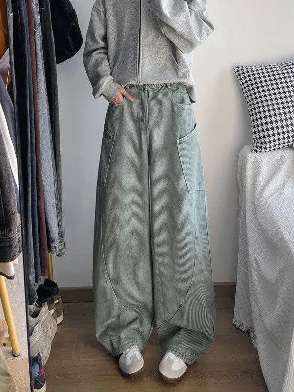 Japanese Brand Retro loose casual wide leg striped jeans Size US 32 / EU 48 - 1 Thumbnail