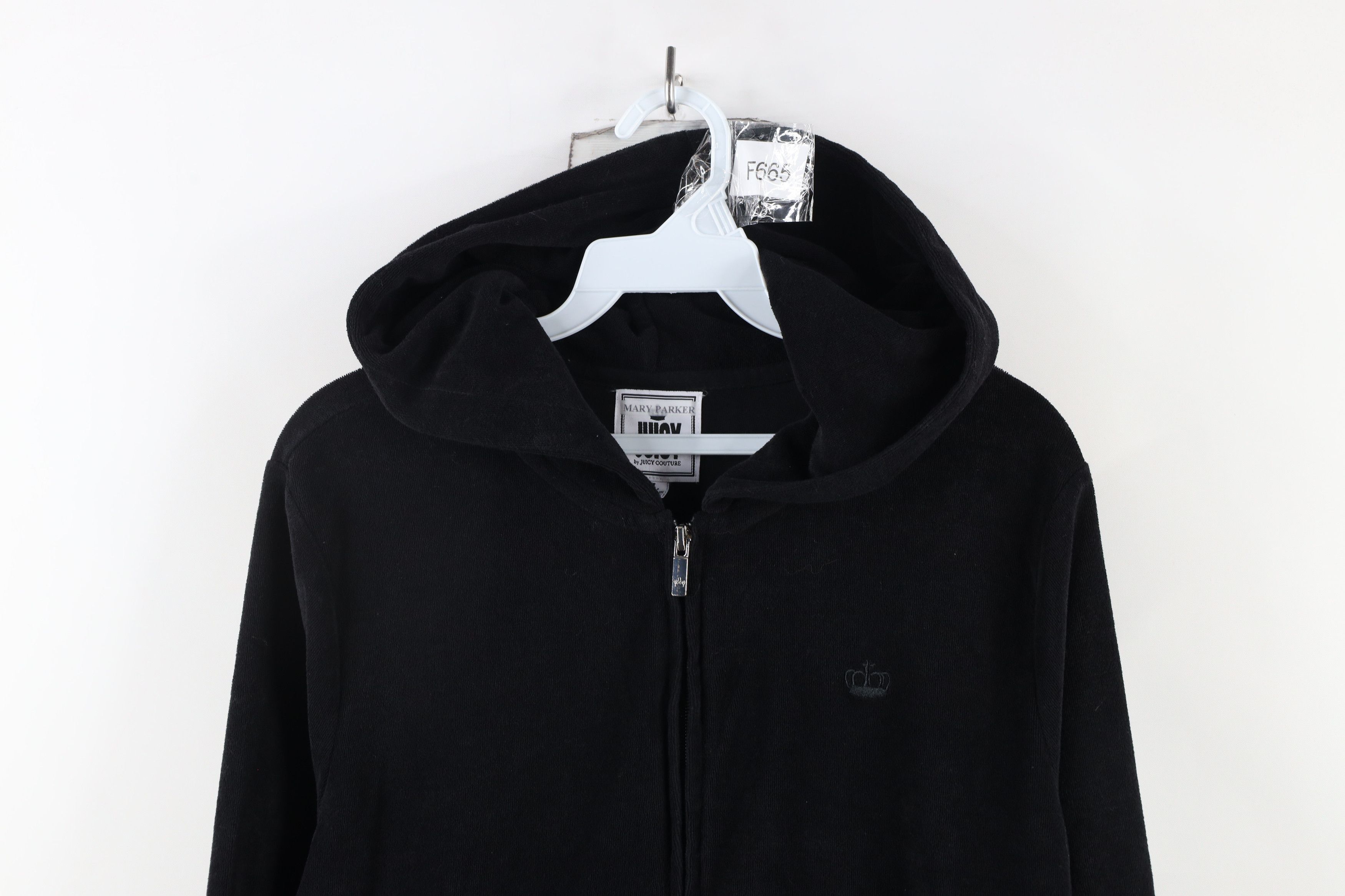 Juicy Couture × Vintage Vintage Y2K Juicy Couture Terry Cloth Full Zip Hoodie Black Size L / US 10 / IT 46 - 2 Thumbnail
