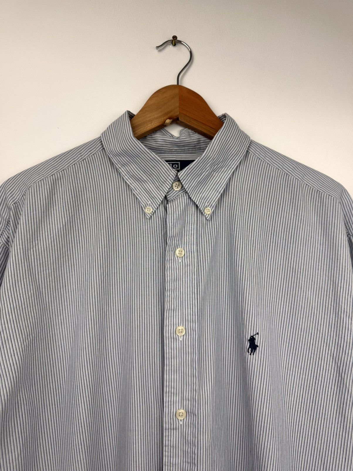 Polo Ralph Lauren Polo Ralph Lauren Men Striped Shirt Light Blue Size XL Size US XL / EU 56 / 4 - 2 Thumbnail