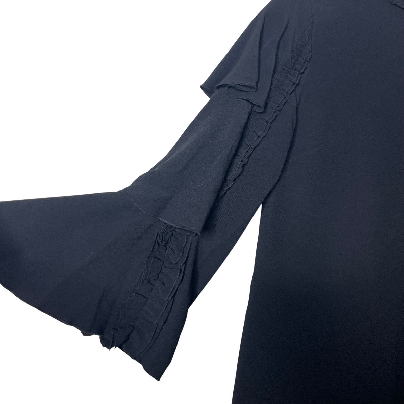 ALEXIS Alexis Black Marianne Tiered Bell-Sleeve Crepe Mini Dress Size M / US 6-8 / IT 42-44 - 6 Thumbnail