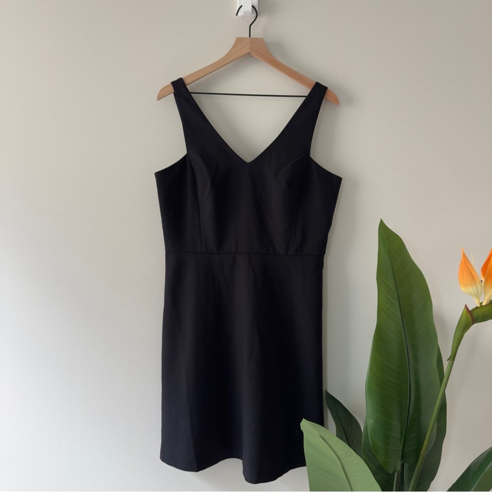 LOFT Black A-Line Mini Dress V-Neck Sleeveless Solid Minimal
