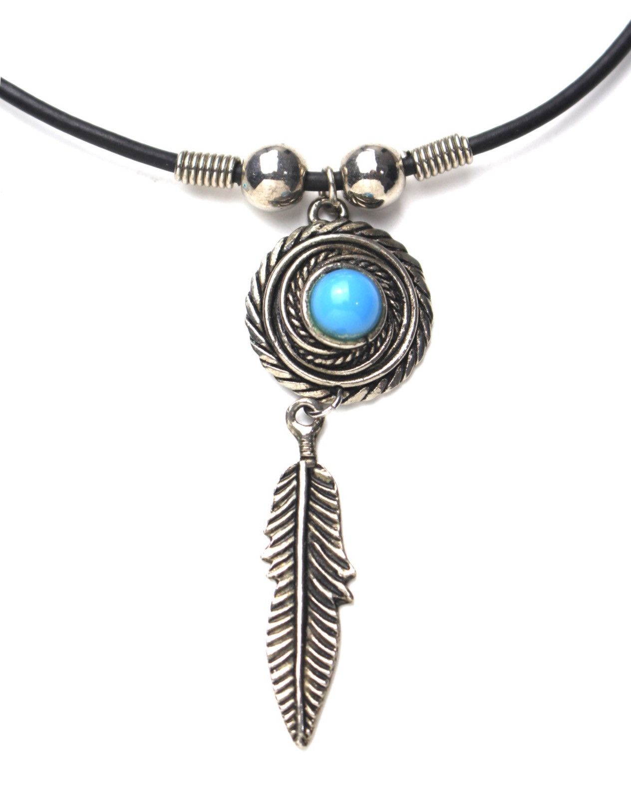 Vintage 2000S JAPANESE MADE NAVAJO TURQUOISE FEATHER NECKLACE Size ONE SIZE - 1 Thumbnail