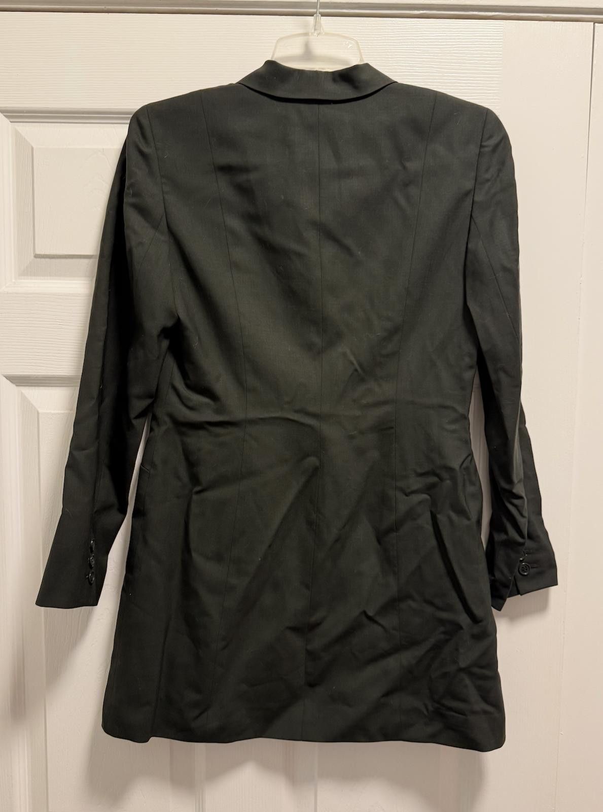 Designer Ann Taylor LOFT 100% Wool Black Long Blazer Coat 2P Size M / US 6-8 / IT 42-44 - 3 Thumbnail