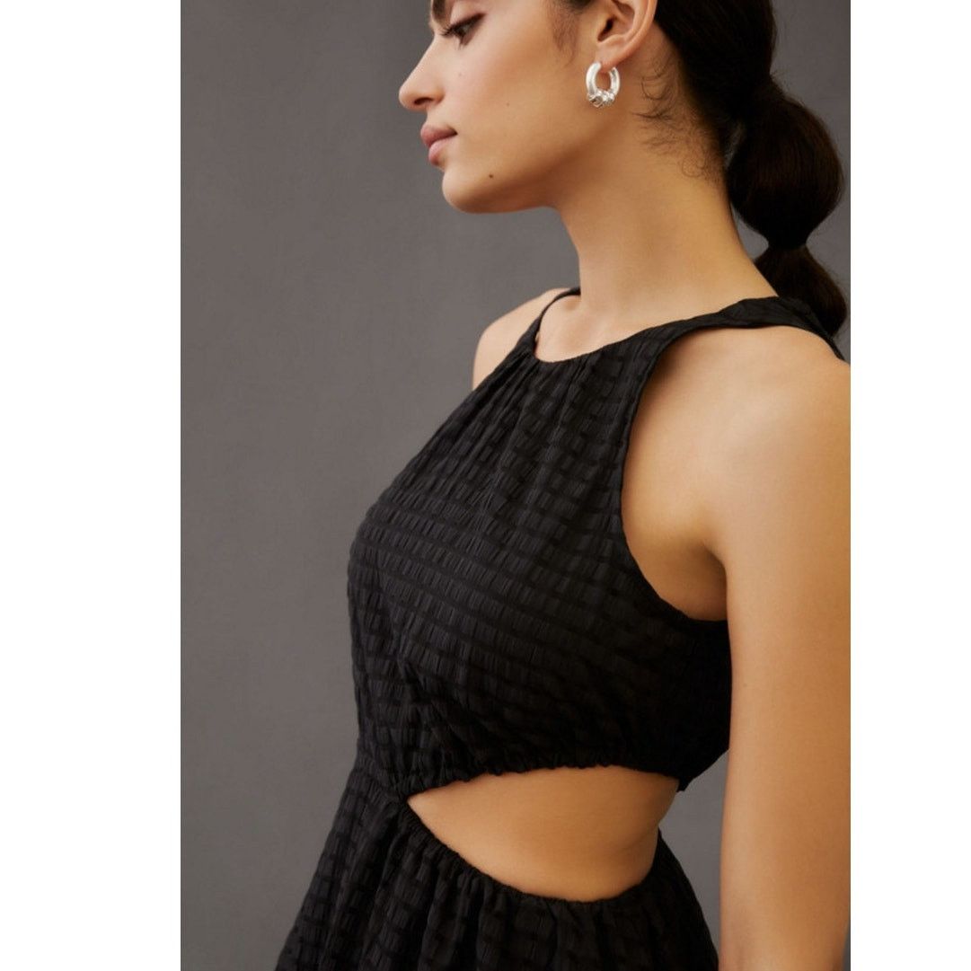 Anthropologie NWT Maeve Sheer A-Line Mini Dress $170 MEDIUM Black Lined Size M / US 6-8 / IT 42-44 - 2 Thumbnail