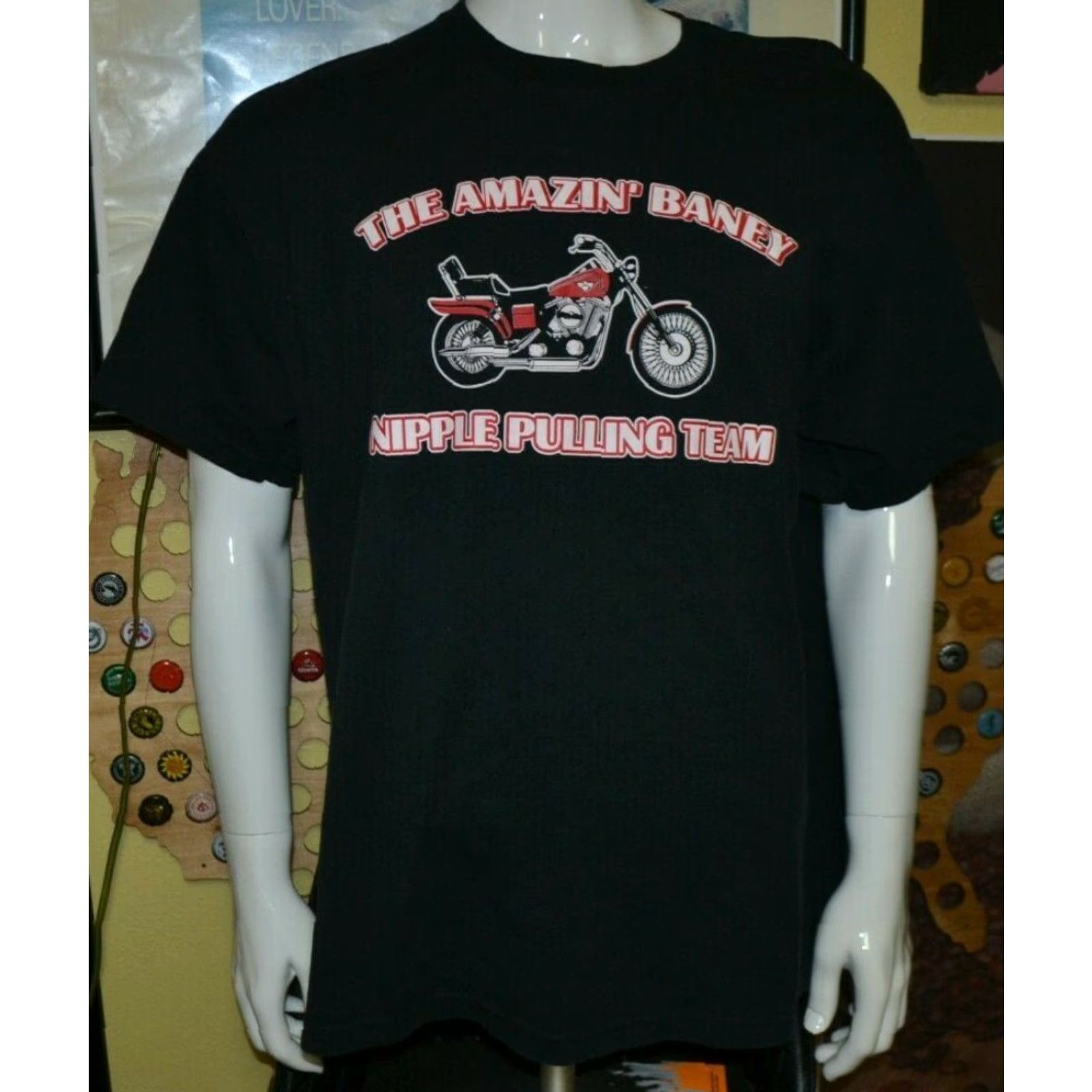 Fruit Of The Loom Amazin' Baney Nipple Pulling Team Freak Show Motorcycle T Shirt XL Black Fruit Of The Loom Mens Short Sleeve Graphic Tee Funny 2000s Findlay OH Size US XL / EU 56 / 4 - 2 Thumbnail