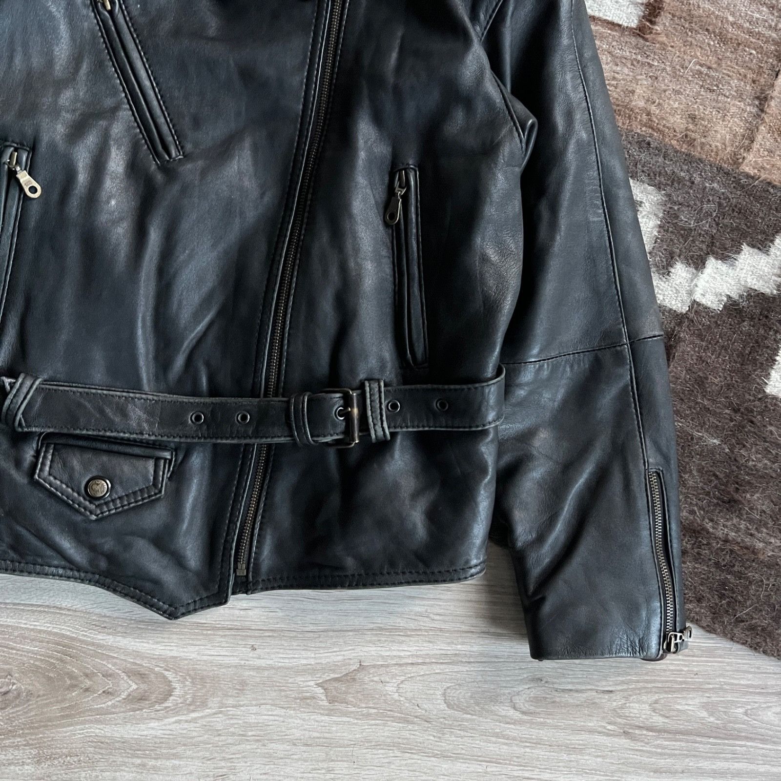 Leather Vintage Hurricane Hawkins Leather Biker Moto Jacket 9732AC Size US L / EU 52-54 / 3 - 6 Thumbnail
