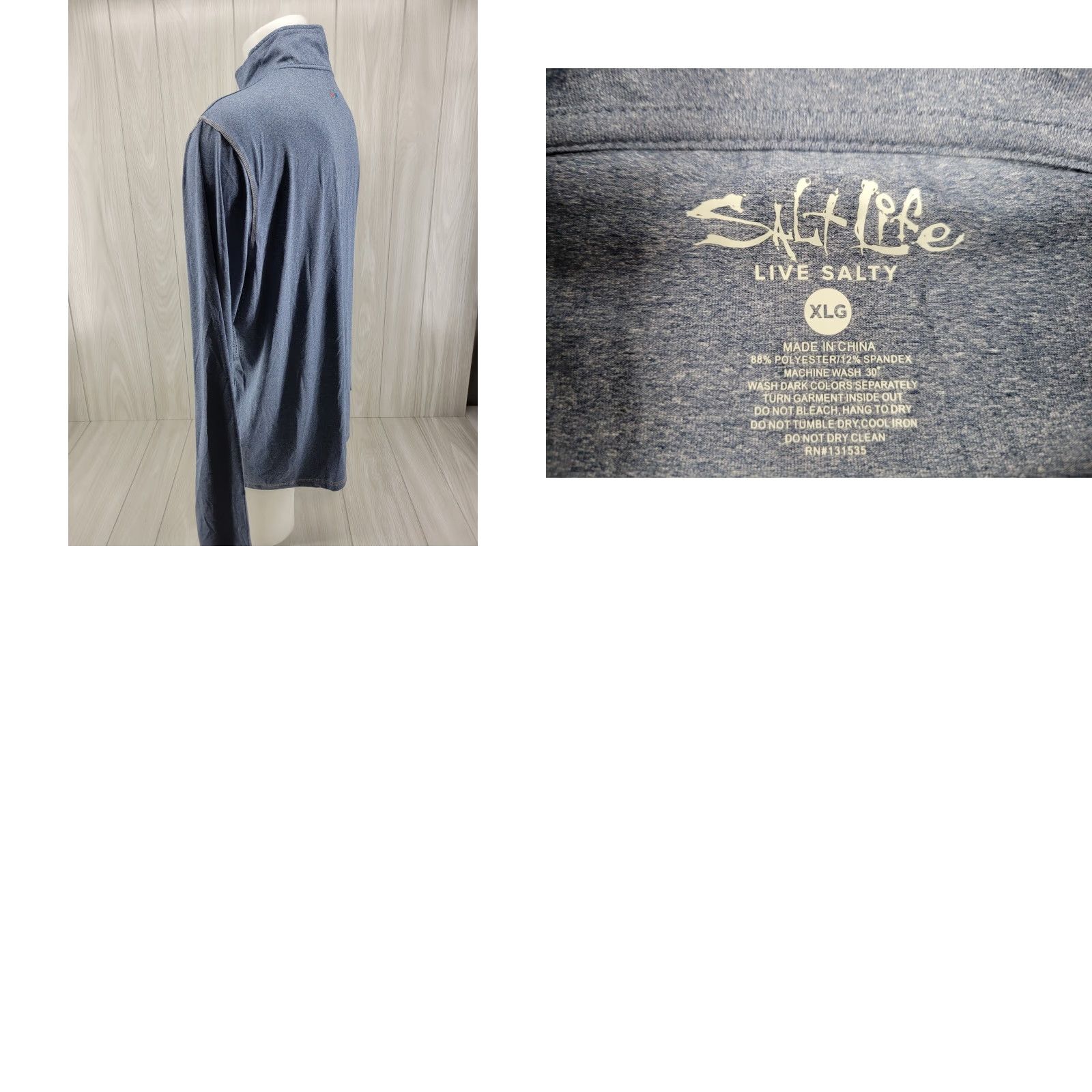 Vintage Salt Life Shirt Mens XL Blue Quarter Zip Long Sleeve UV Vapor Breathing Quick Dry Moisture Wicking UV Protection Activewear Regular Fit Casual Hoodie? Size US XL / EU 56 / 4 - 8 Thumbnail