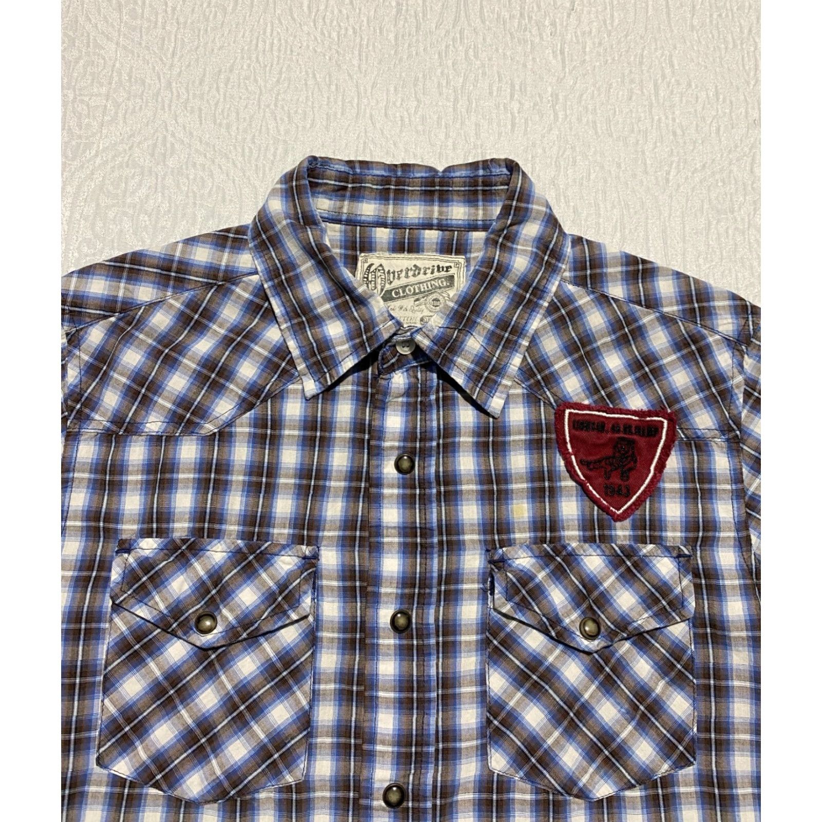 Vintage Overdrive Clothing Shirt Mens S Blue Plaid Pearl Snap Casual Western Cowboy Size US S / EU 44-46 / 1 - 2 Thumbnail