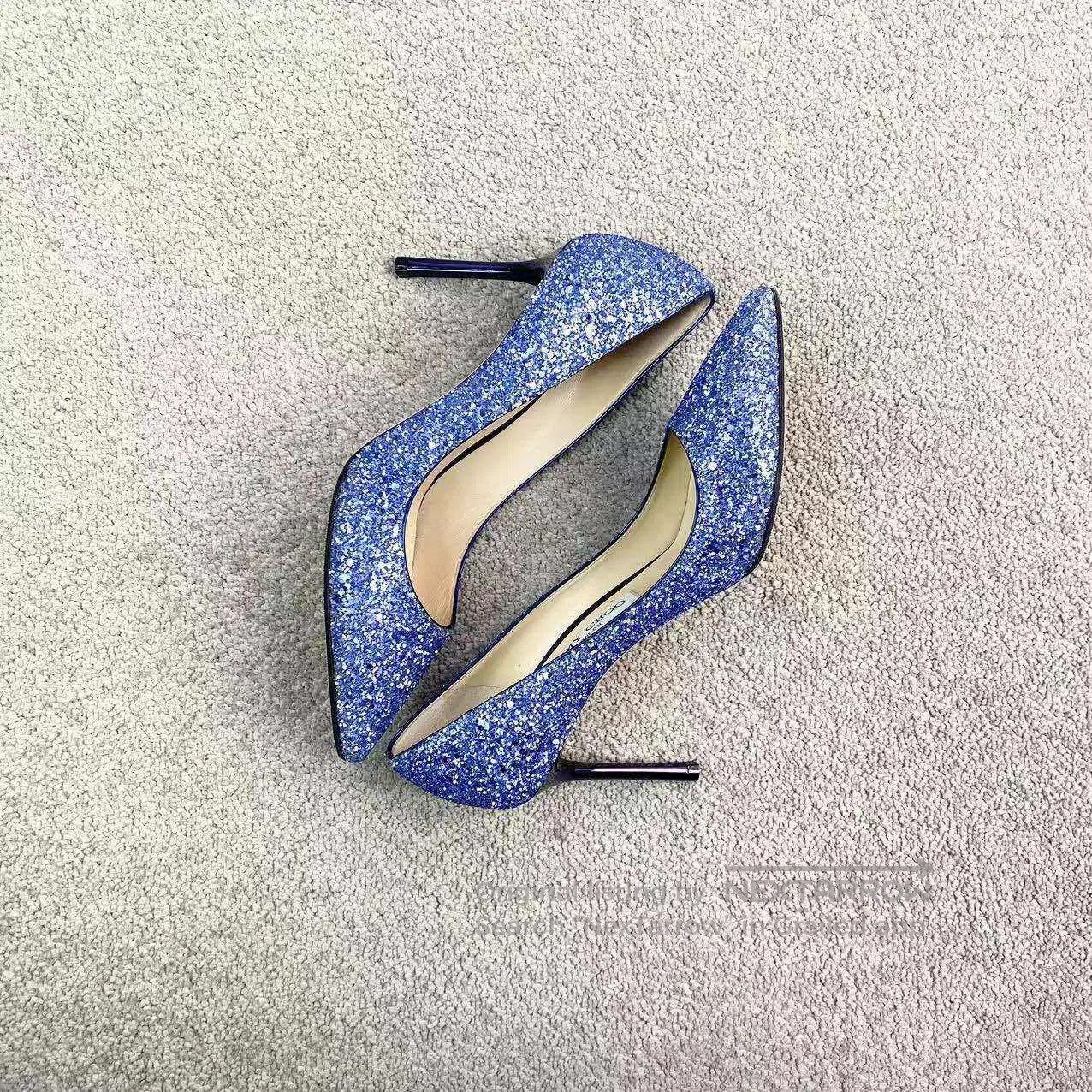 Jimmy Choo Jimmy Choo Blue fine diamond heels| Size US 6.5 / IT 36.5 - 4 Thumbnail