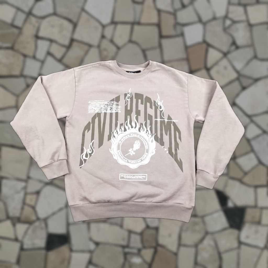 Vintage Civil Regime Sweatshirt Mens Medium Graphic Print Crew Neck Pullover Knit Gray 90s-Theme? Size US M / EU 48-50 / 2 - 1 Thumbnail