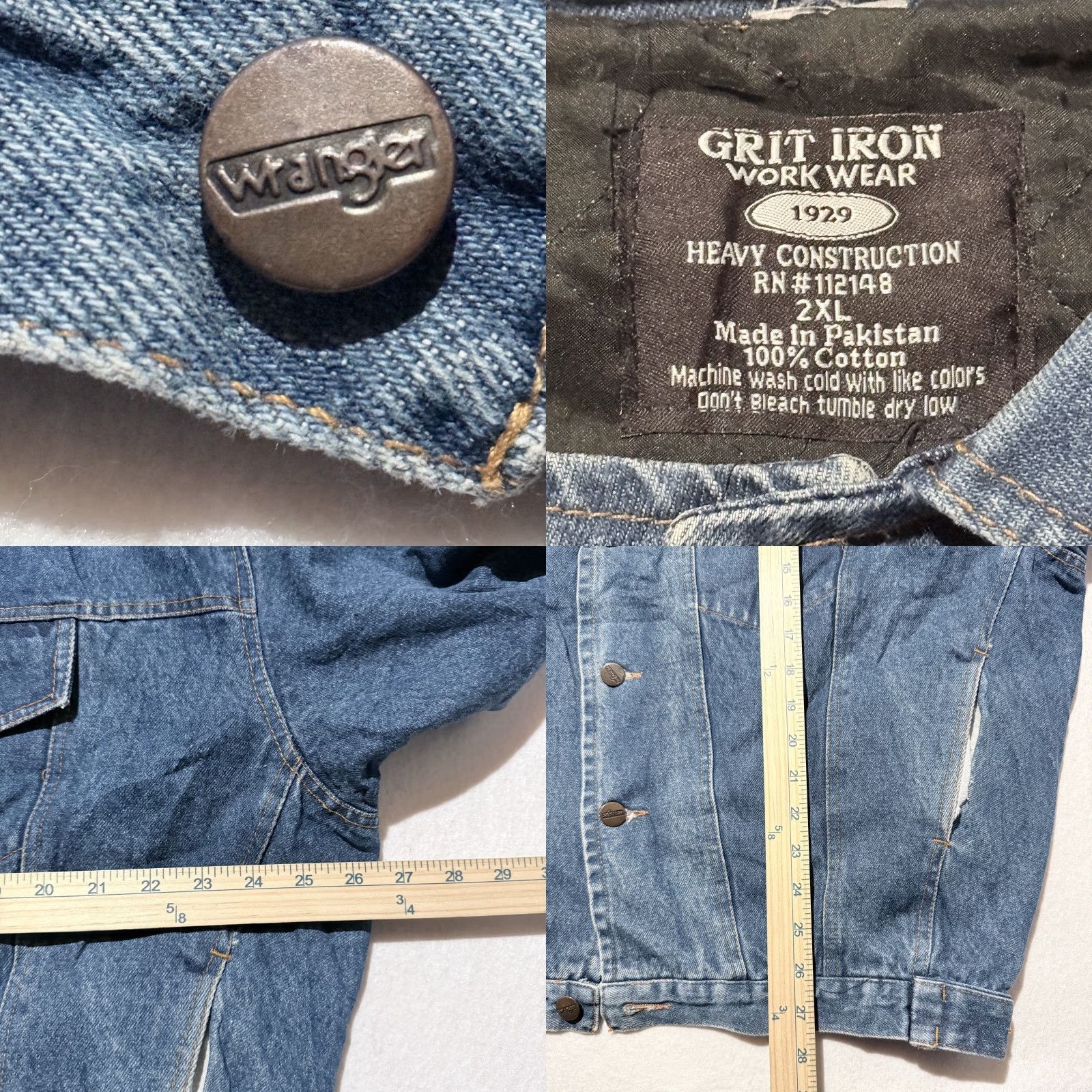 Denime VINTAGE Grit Iron Workwear Heavy Construction Jacket Men's Blue Denim Pockets 2XL NWT Size US XXL / EU 58 / 5 - 9 Thumbnail