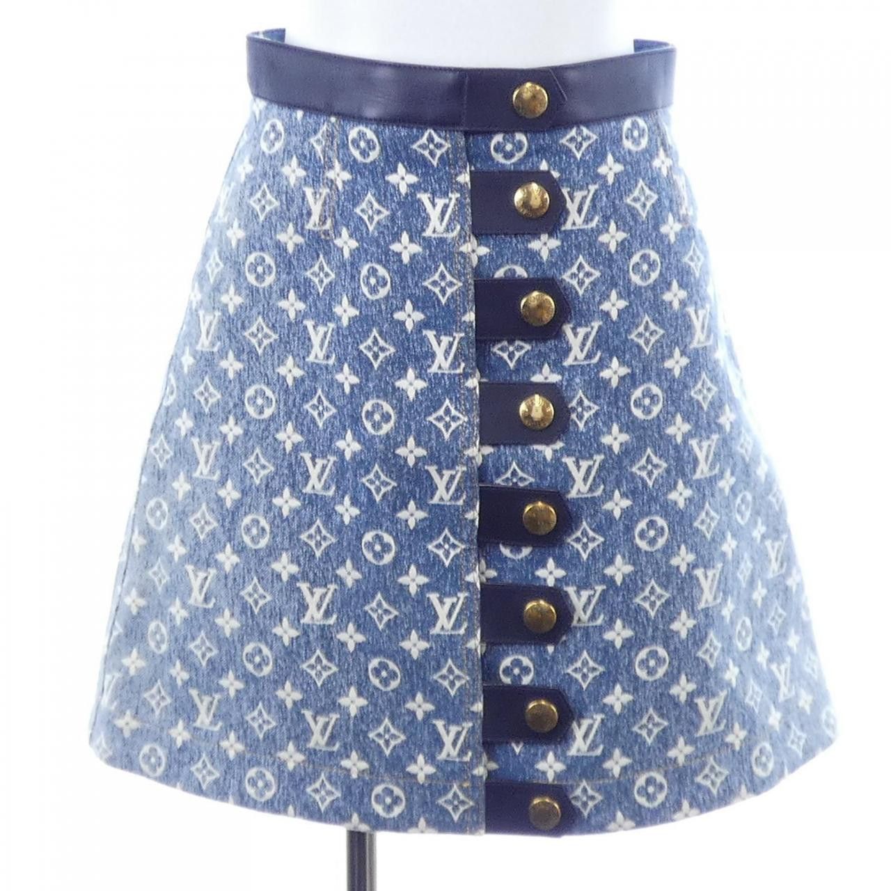 Louis Vuitton Louis Vuitton Louis Vuitton Monogram Jacquard Denim Skirt Textile Skirts FMSK27KJ2 DUTY FREE for USA Size ONE SIZE - 1 Thumbnail