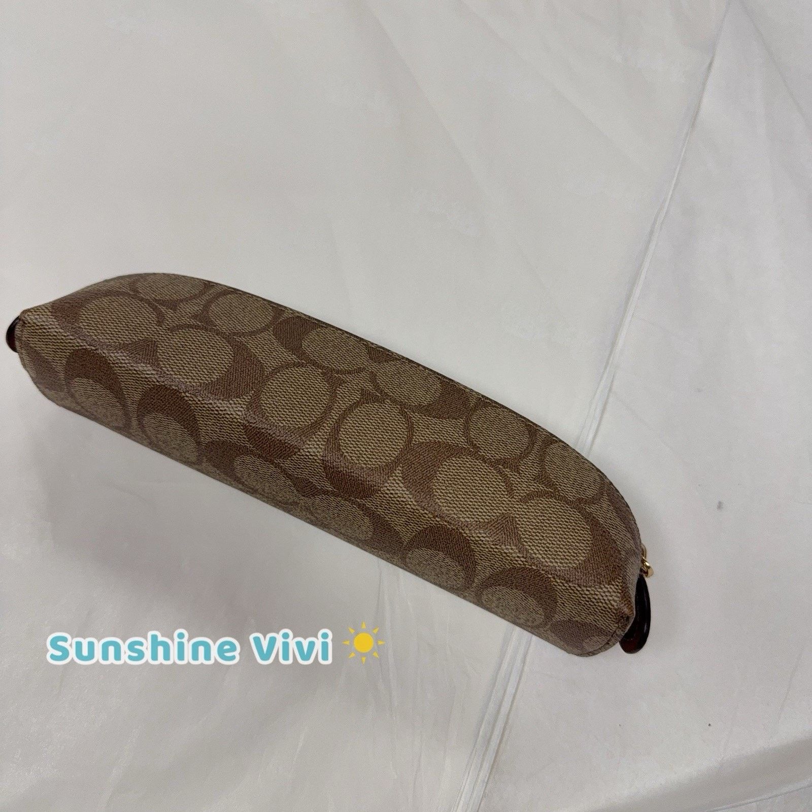 Coach NWT Coach Pencil Case Cosmetic Signature Canvas C6333 Khaki Size ONE SIZE - 3 Thumbnail