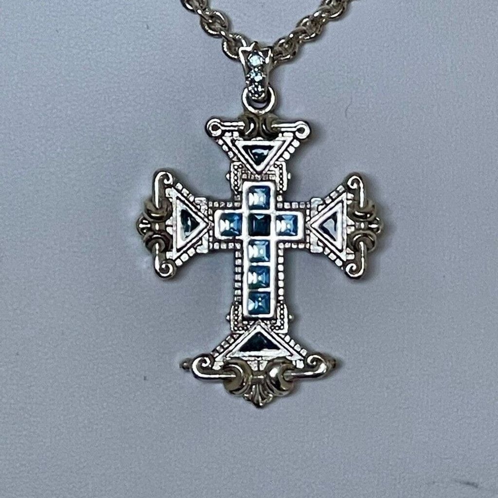 Other Vintage Vatican Collection Blue Crystal Cross 24” Necklace Size ONE SIZE - 3 Thumbnail