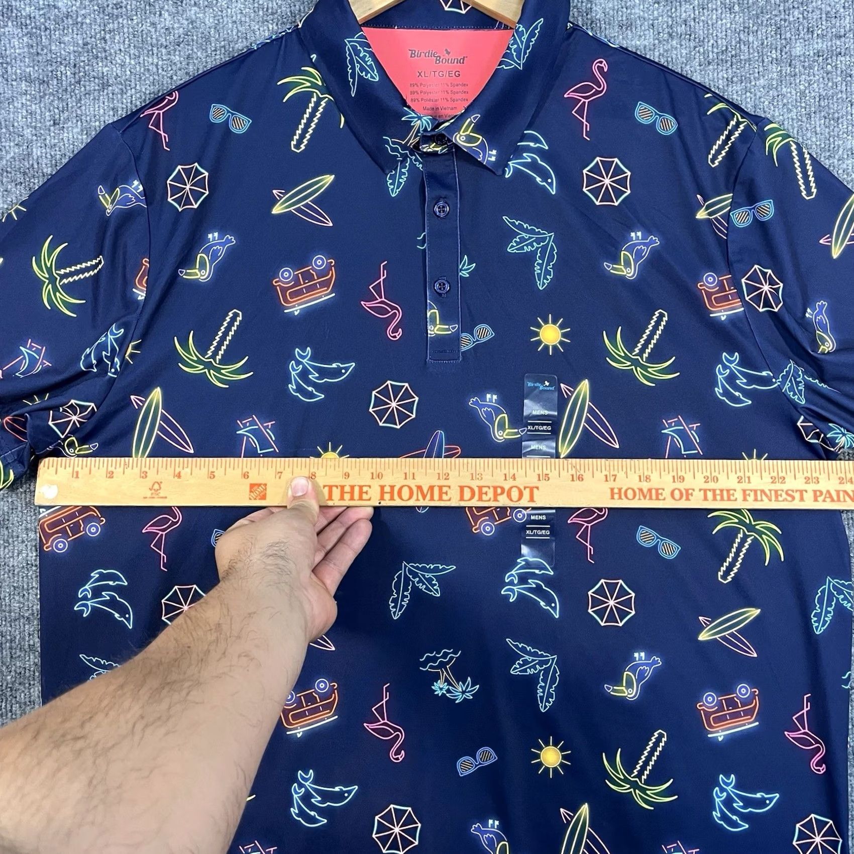 Vintage Birdie Bound Performance Stretch Golf Polo Neon Tropical Surf Print Men’s XL NEW Size US XL / EU 56 / 4 - 4 Thumbnail