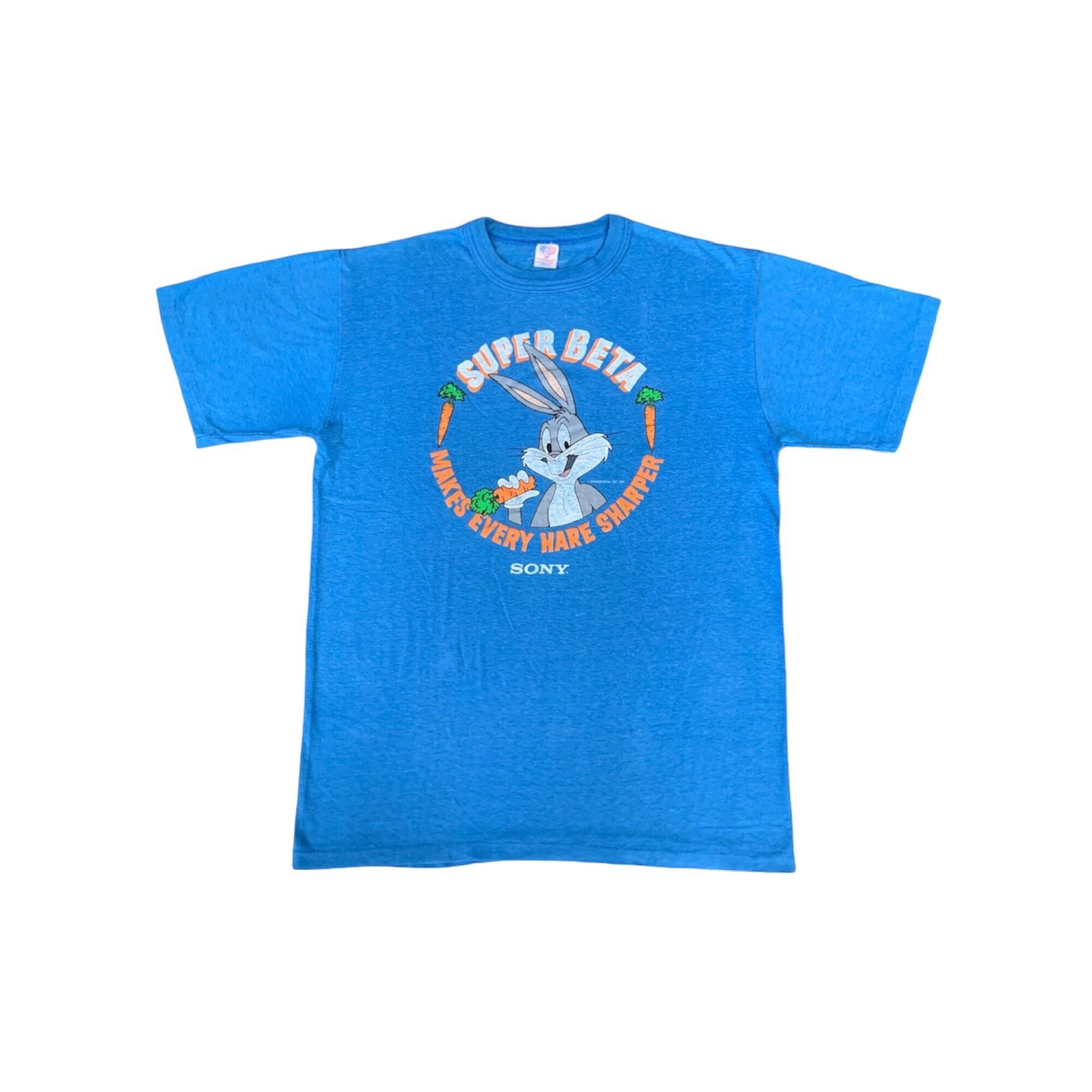 Image of Bugs Bunny Sony Super Beta 1985 Warner Brothers Tees in Blue, Men's (Size XL)