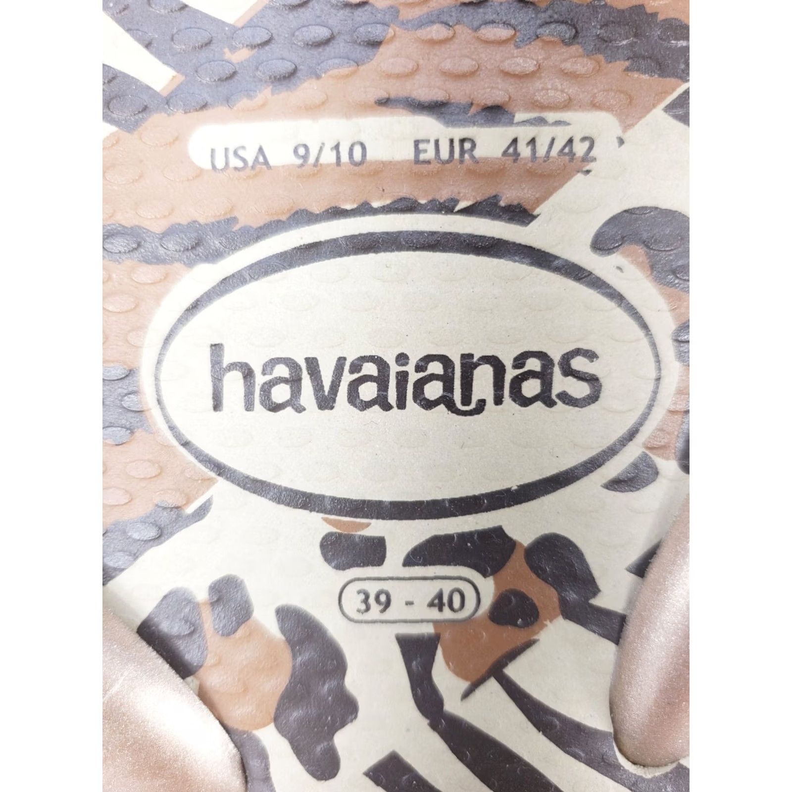 Vintage Havaianas Flip Flops Women's Size 9-10 Brown Gold Tiger Striped Slip On Sandal Pattern Straps Footbed Rubber Size US 9 / IT 39 - 7 Thumbnail