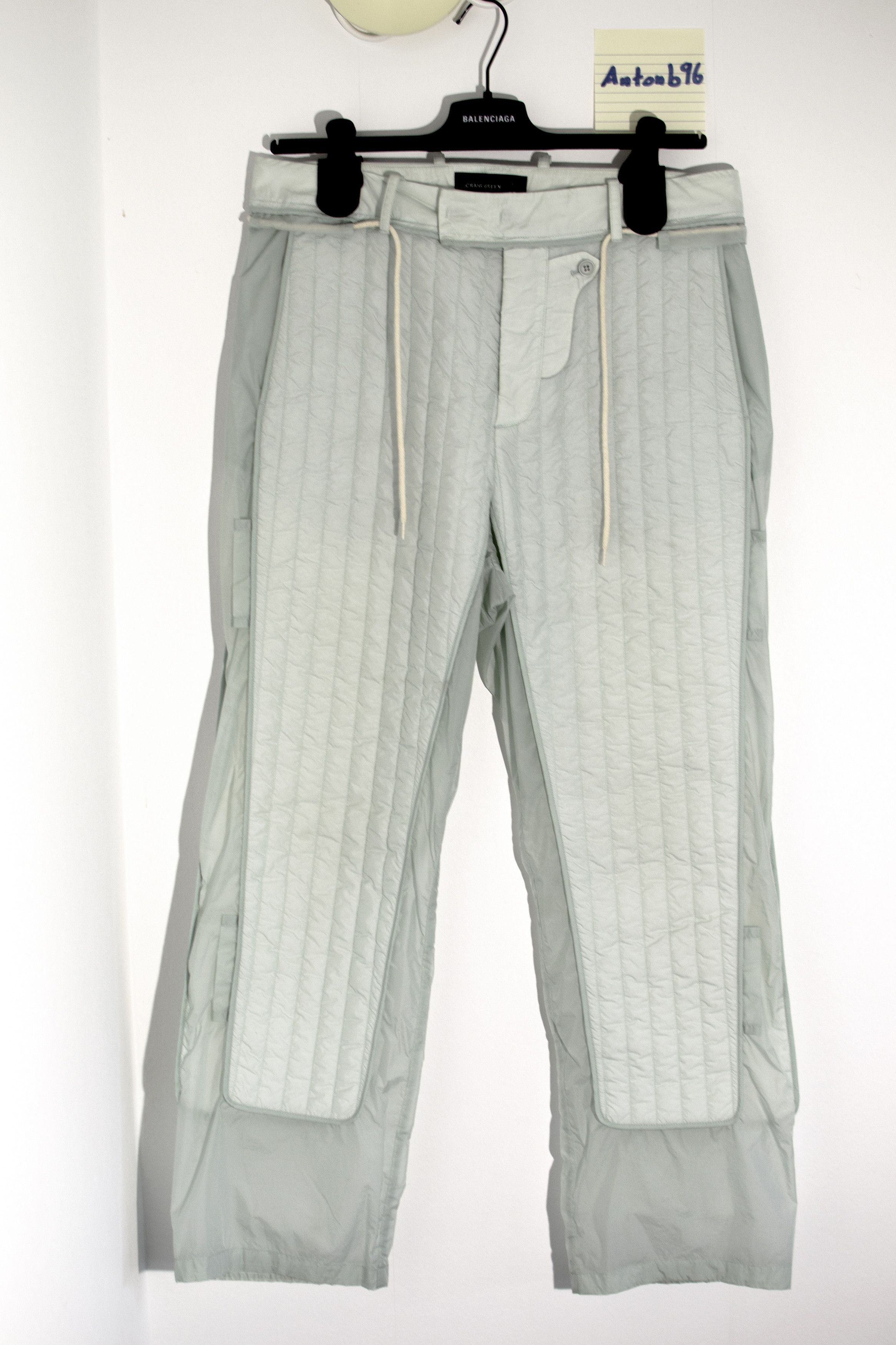 Image of Craig Green Quilted Skin Trousers in Ice Blue, Men's (Size 34)