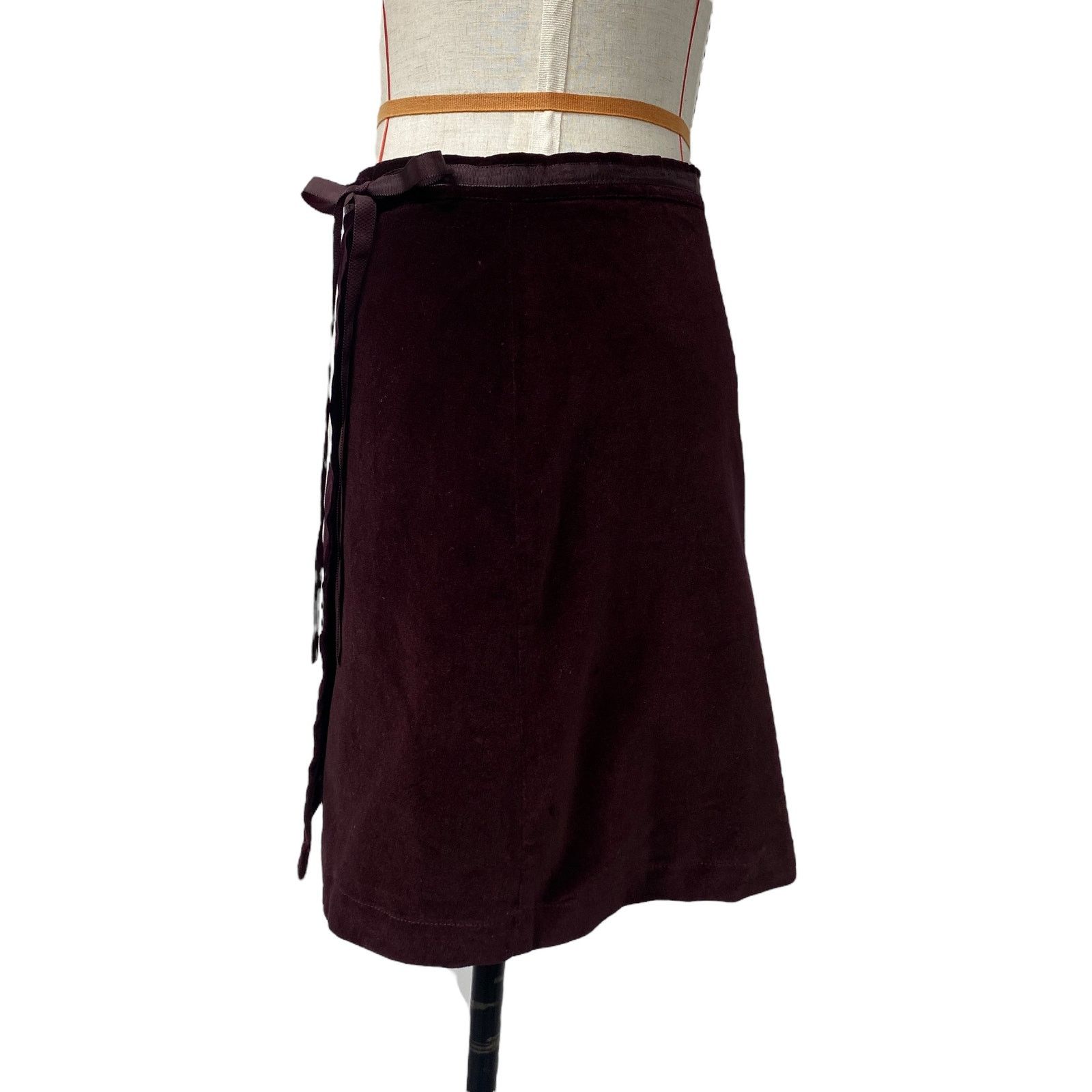 Vintage Vintage Bonnie Evans Burgundy Velvet Wrap Skirt Size 29" - 6 Thumbnail