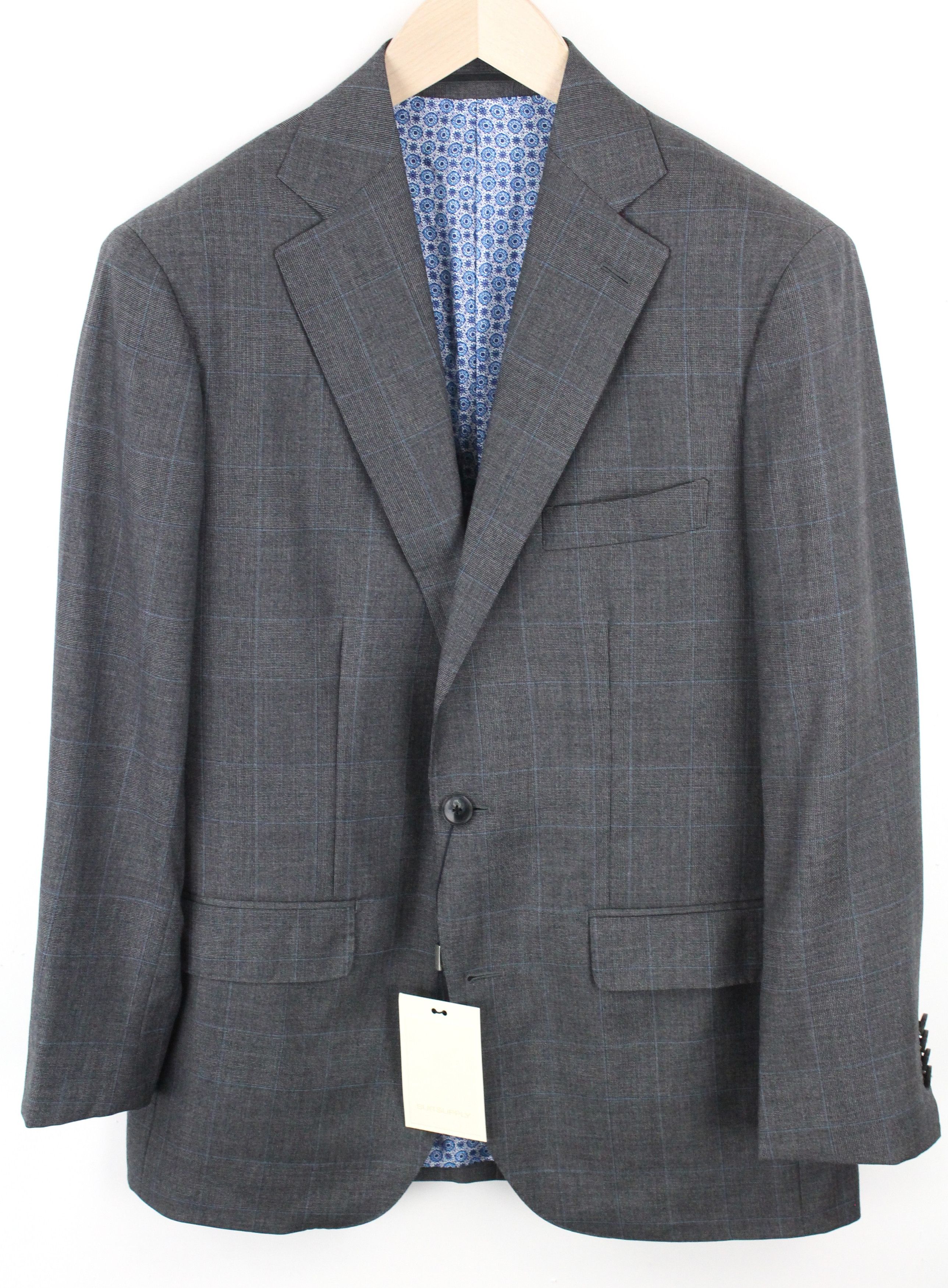 Suitsupply LAZIO UK36 Grey Wool Checked Blazer 61908 Size 36R - 2 Thumbnail