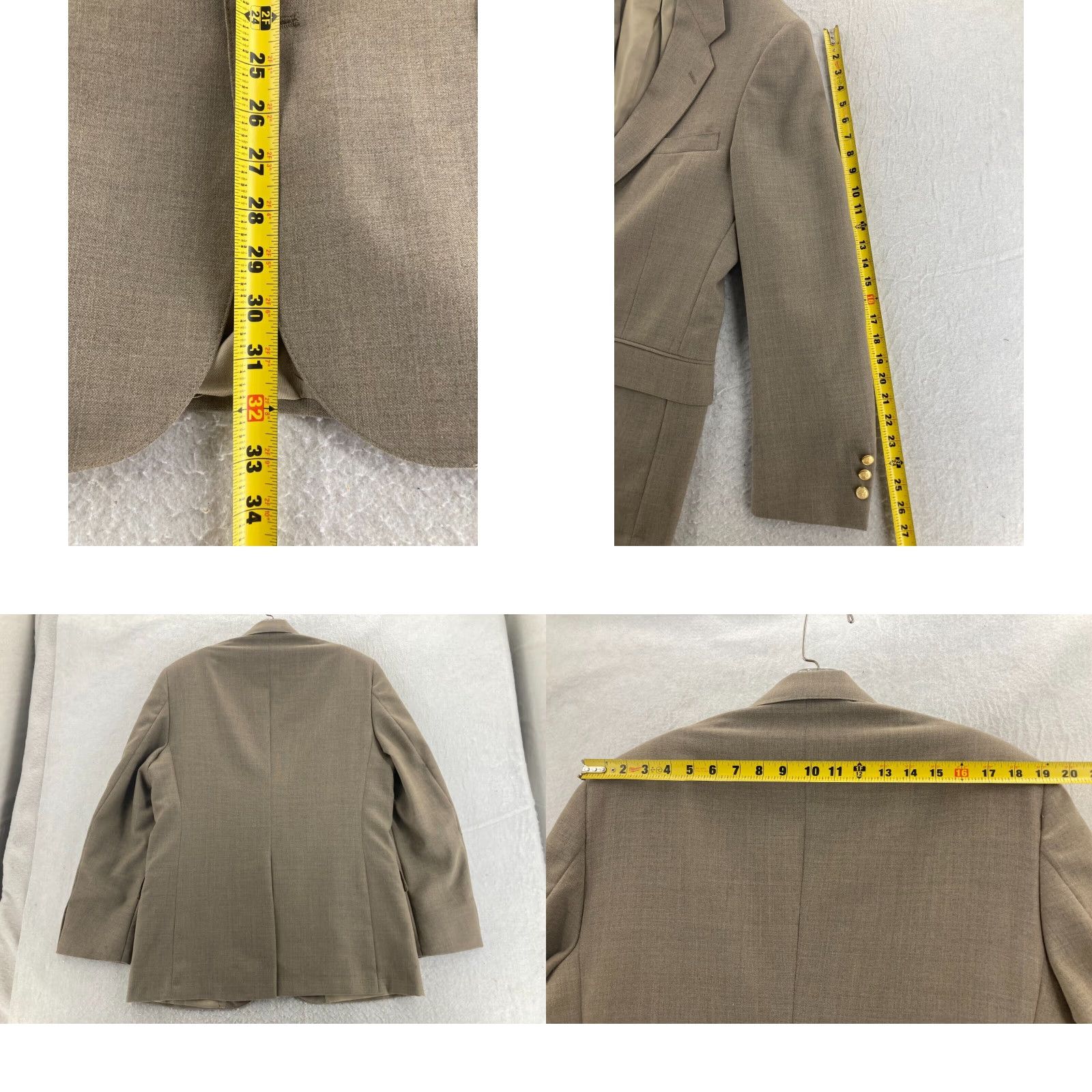 Vintage VINTAGE Wall Street Collection Blazer Mens 42 L Beige Jersey 2-Button Notch Lapel Long Sleeve Single-Breasted USA Made 90s Sport Theme Mens Size 42R - 8 Thumbnail