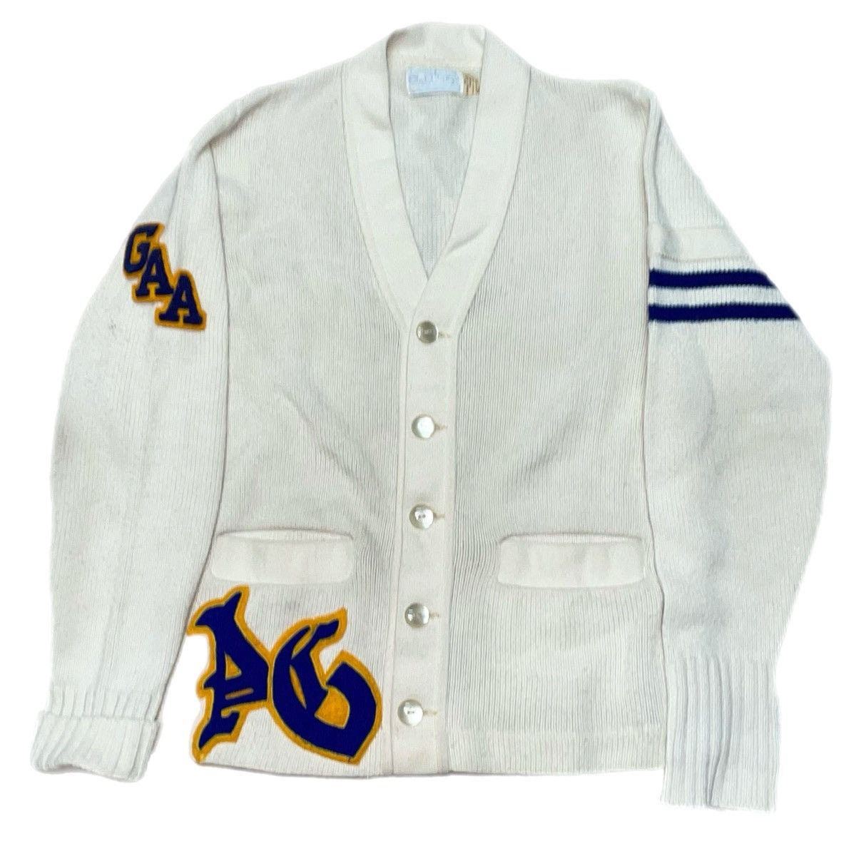 image of American Classics x Vintage Amf 1950S Vintage Cardigan in Off White, Men's (Size Small)