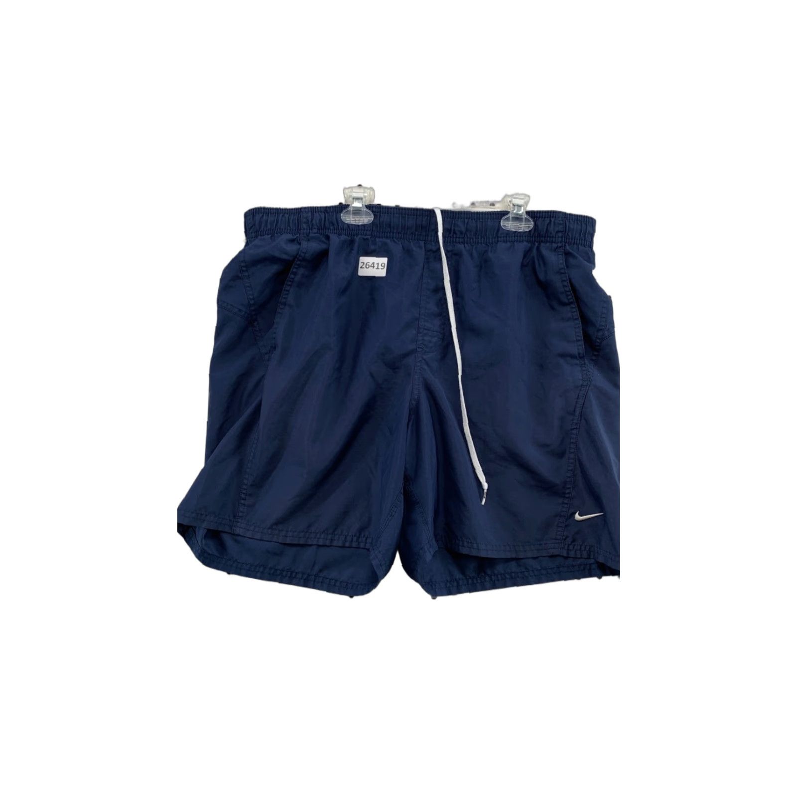 Nike Vintage Nike Shorts Navy Blue White Emrborider Spell Out Swoosh Mens 2XL 37x7 Size US 39 - 1 Thumbnail
