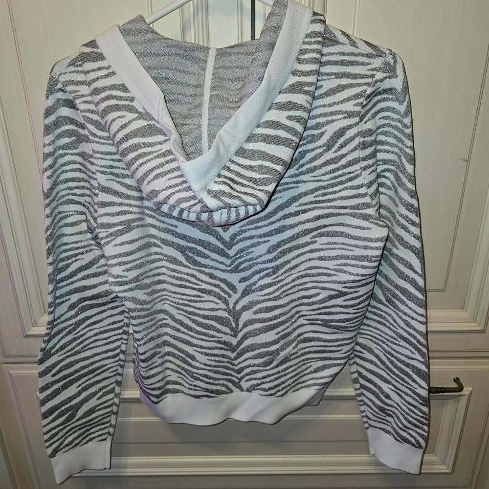 Michael Kors Michael Kors Zebra Print Jacket - White and Silver Size L / US 10 / IT 46 - 4 Thumbnail