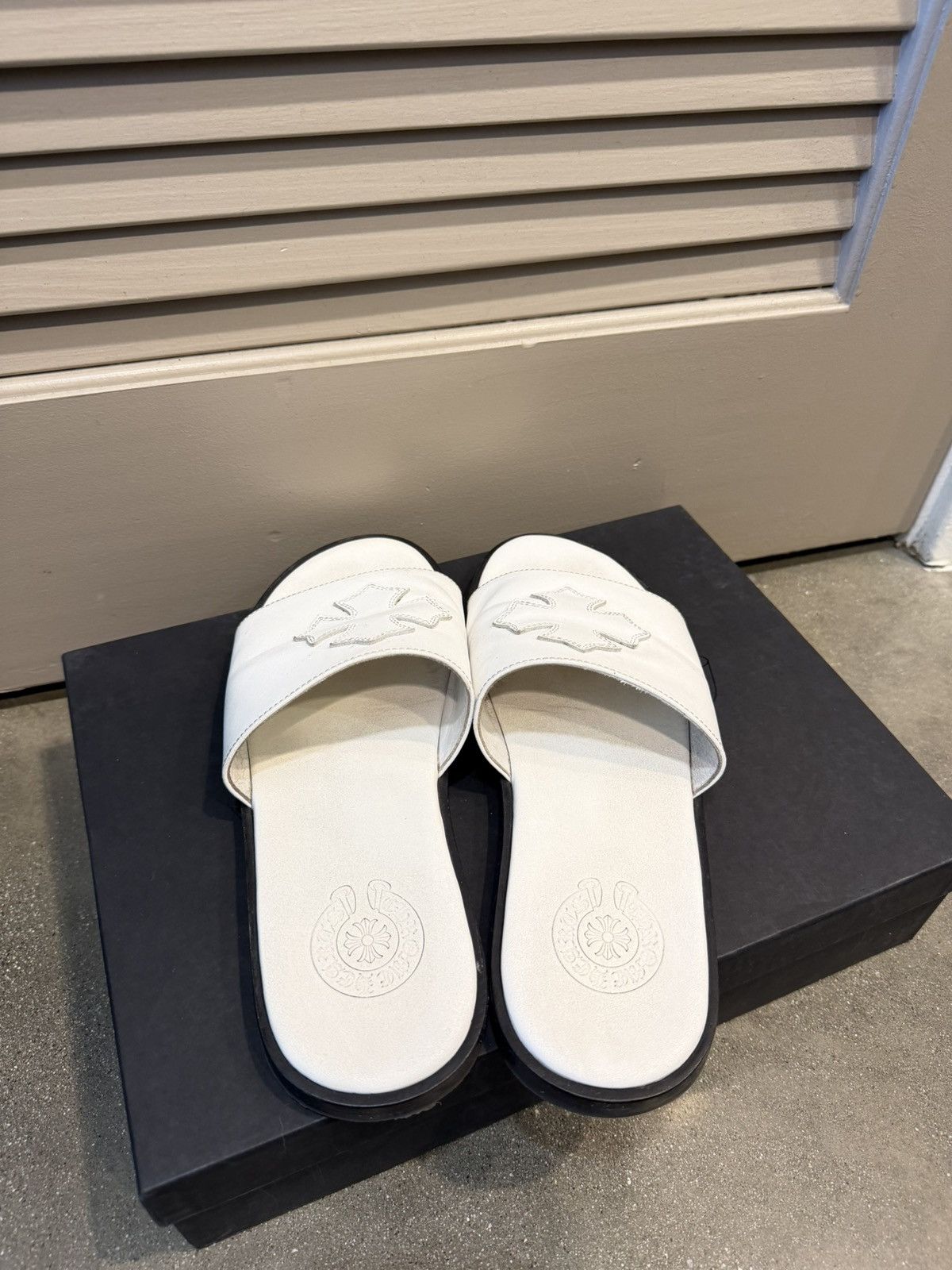 Chrome Hearts CH Leather Cross Patch Slides 41 Size US 8 / EU 41 - 4 Thumbnail