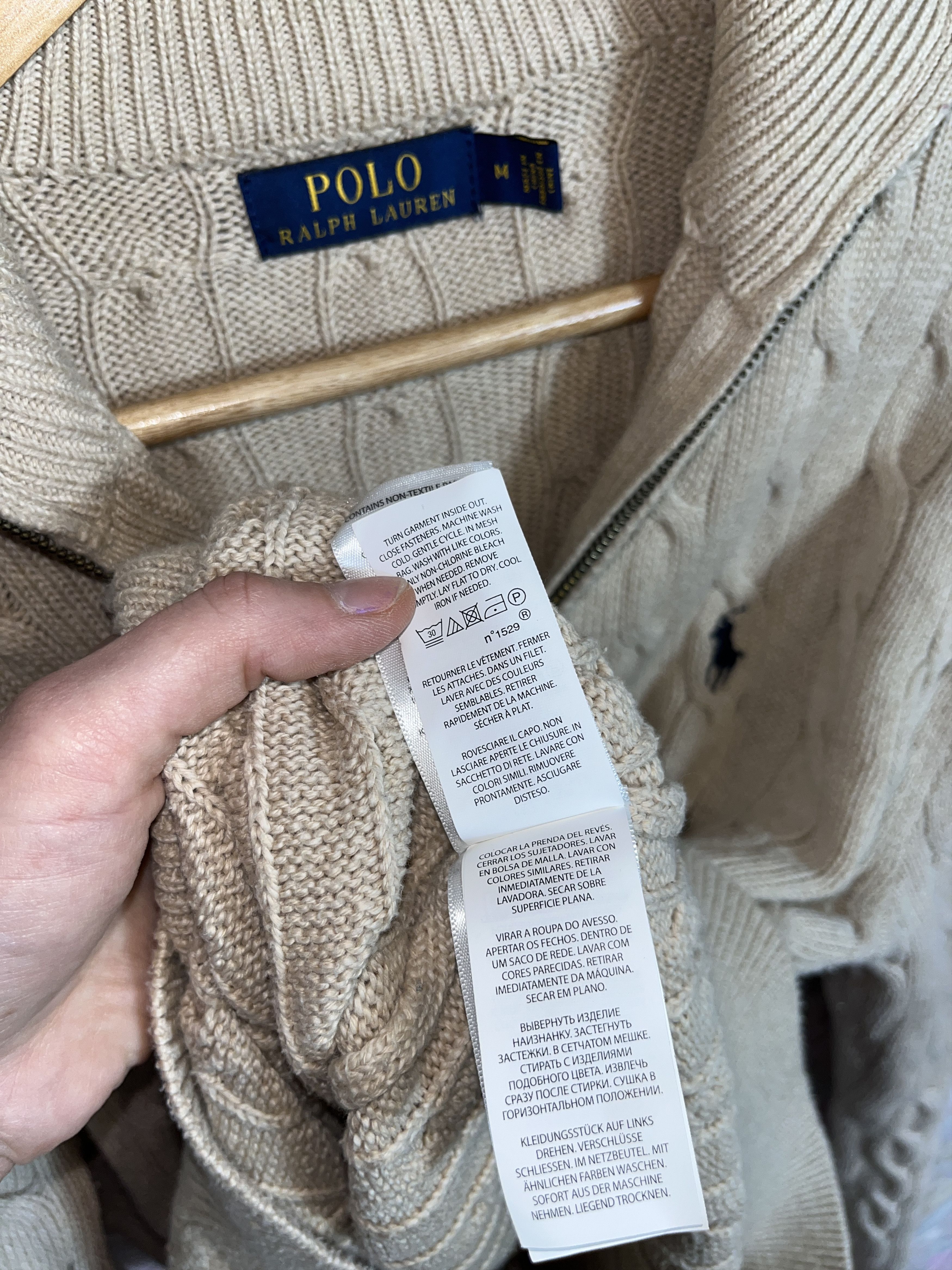 Polo Ralph Lauren Polo Ralph Lauren Beige quarter zip cable knit sweater Size US M / EU 48-50 / 2 - 13 Thumbnail