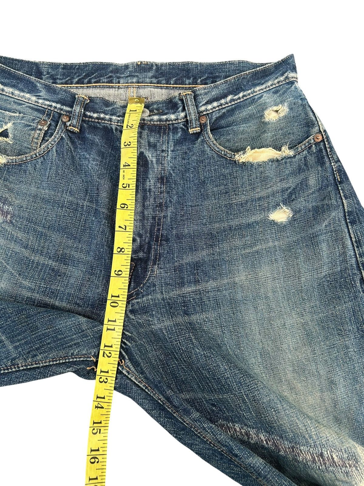 Kapital Vintage Japanese Brand Selvedge Distressed Repair Denim Jean Size US 33 - 21 Thumbnail
