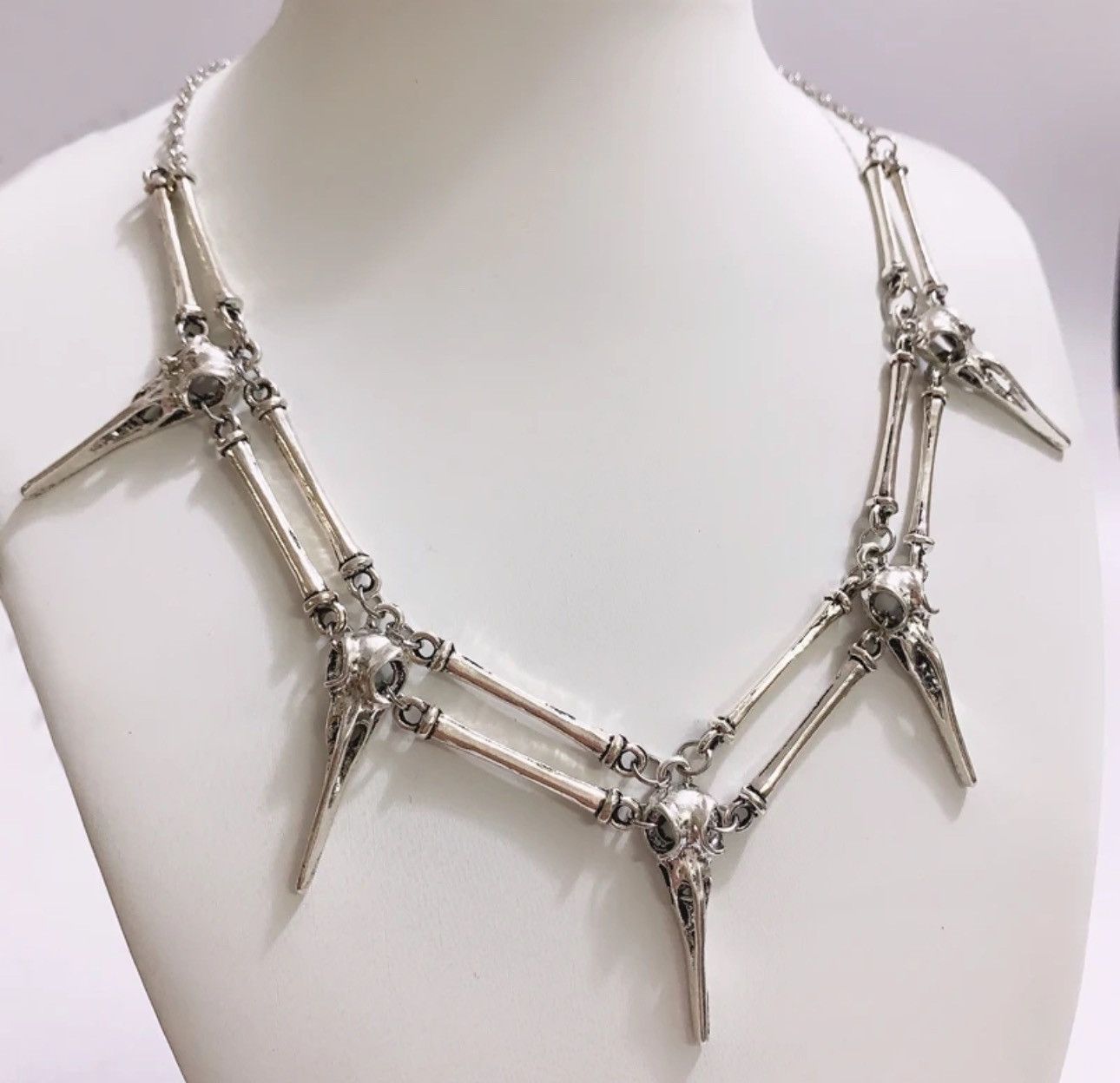 Jewelry Vintage Bird Skull Necklace Skeleton Goth Punk Jewelry Size ONE SIZE - 2 Thumbnail