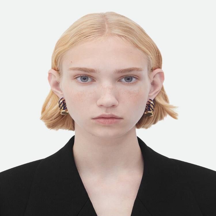 Bottega Veneta o1bcso1str0725 Size: OS / Pillar Earrings in Blue/Gold Size ONE SIZE - 3 Thumbnail