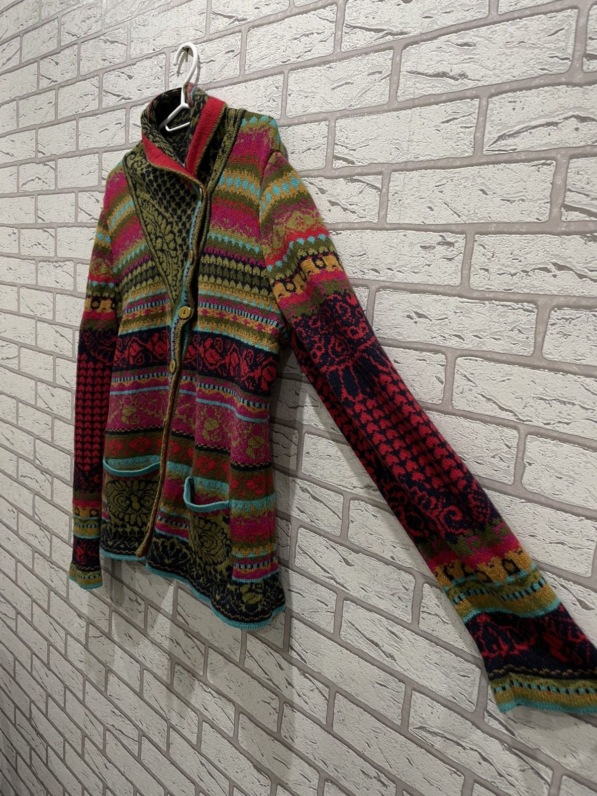 Vintage Ivko Woman Handwritten Vintage Wool Knit Sweater Cardigan Size M / US 6-8 / IT 42-44 - 11 Thumbnail