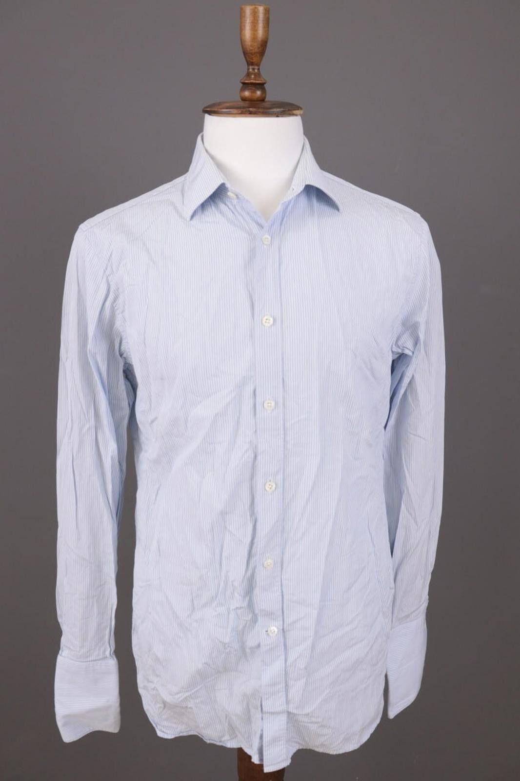 Gieves & Hawkes Gieves & Hawkes Blue Pinstripe Cuffs Dress Shirt Size 16 Size US M / EU 48-50 / 2 - 1 Thumbnail