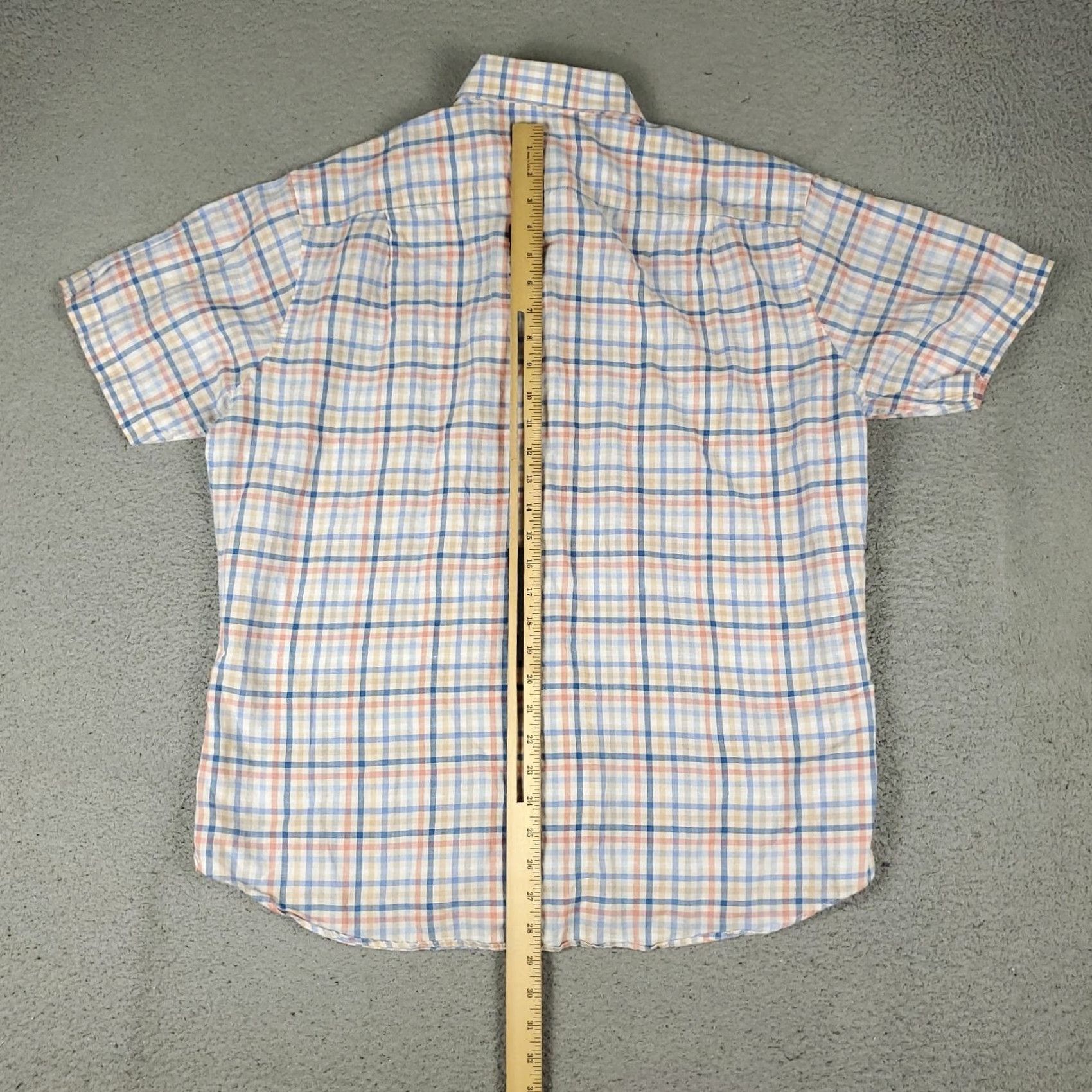 David Donahue David Donahue Shirt Mens Large Blue Plaid Linen Button Up Short Sleeve Size US L / EU 52-54 / 3 - 3 Thumbnail