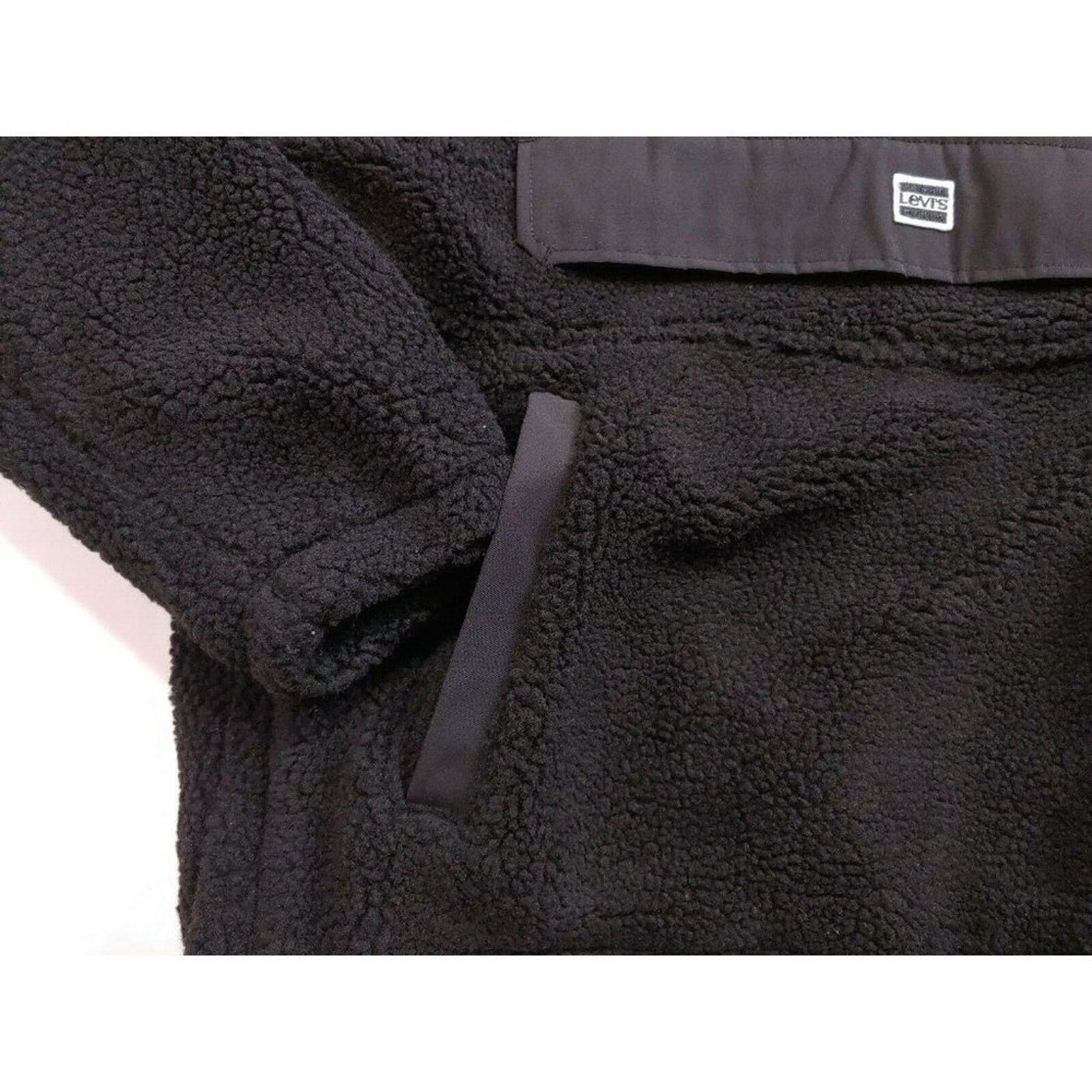 Levi's Levi's Faux Shearling Hooded Partial Zip Black Sweater $180 Size US M / EU 48-50 / 2 - 4 Thumbnail
