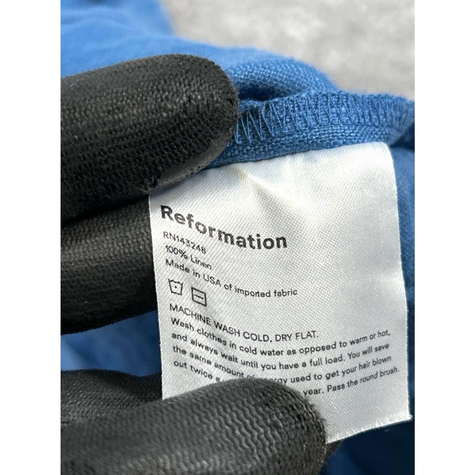 Reformation Reformation Dress Blue Linen Blouson Short Sleeve Square Neck Pullover 8 Womens A-Line Casual Summer Spring Regular Linen Size M / US 6-8 / IT 42-44 - 4 Thumbnail