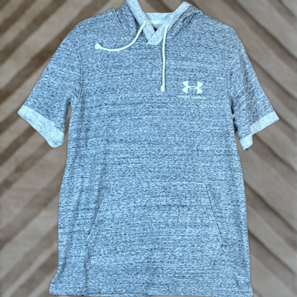 Under Armour Under Armour Hoodie Mens Gray Terry Short Cuffed Sleeve Pocket Athletic Large Pullover Hooded Size US L / EU 52-54 / 3 - 1 Thumbnail