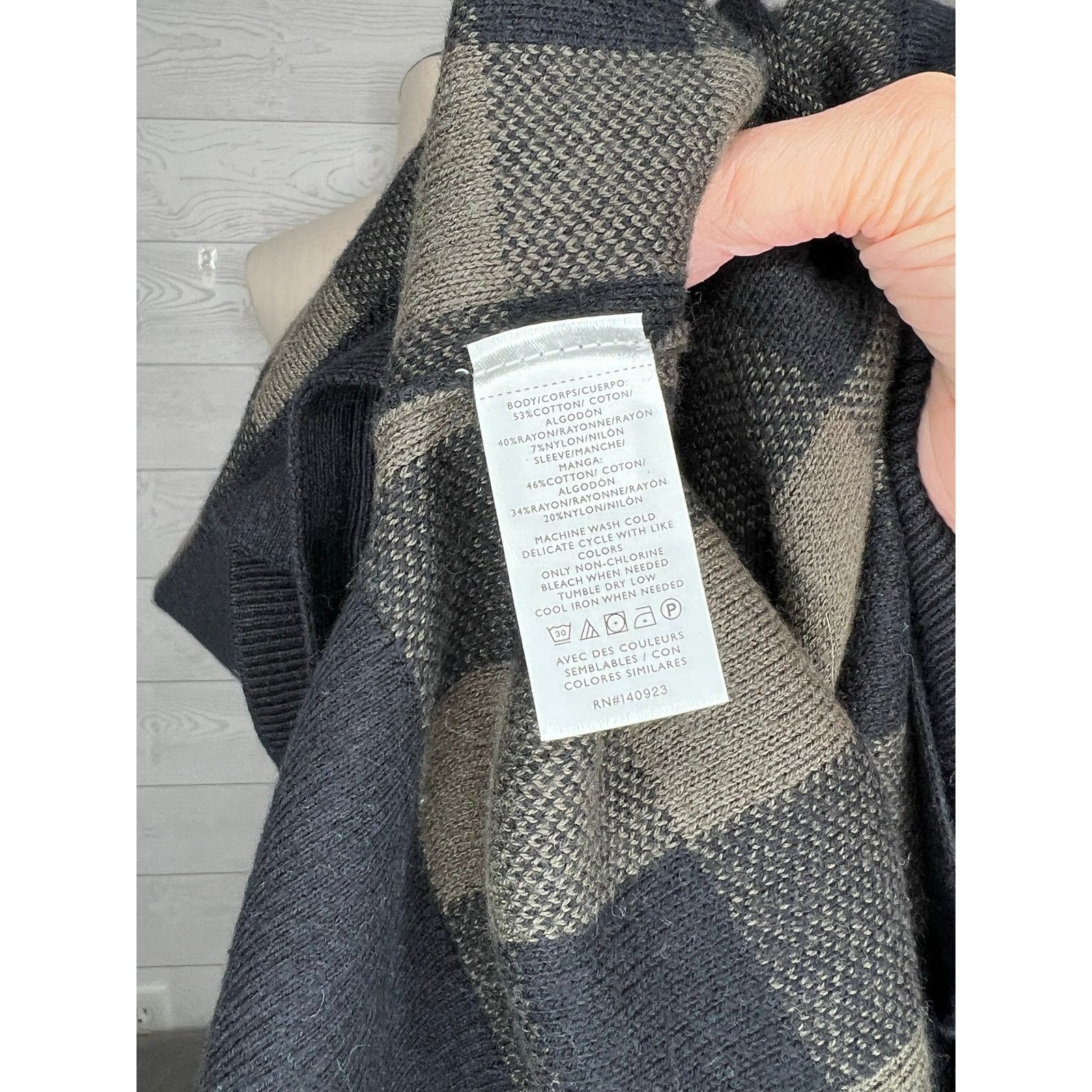 Loft Loft Outlet black/taupe buffalo check sweater Size Large Size L / US 10 / IT 46 - 6 Thumbnail