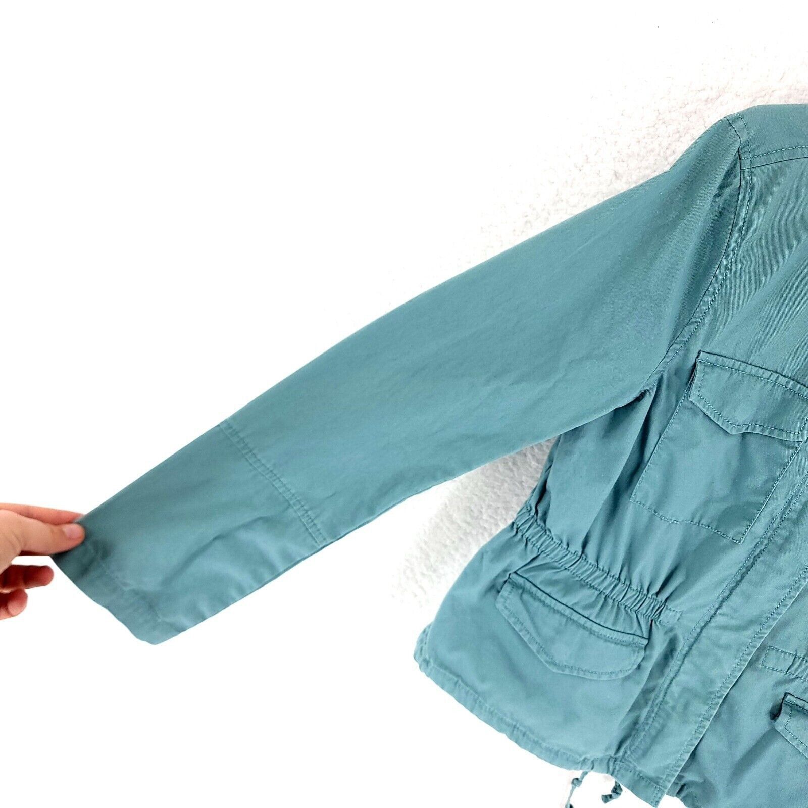 Ann Taylor Ann Taylor Loft Teal 4 Pocket Front Jacket Collared Full Zip Size M / US 6-8 / IT 42-44 - 5 Thumbnail