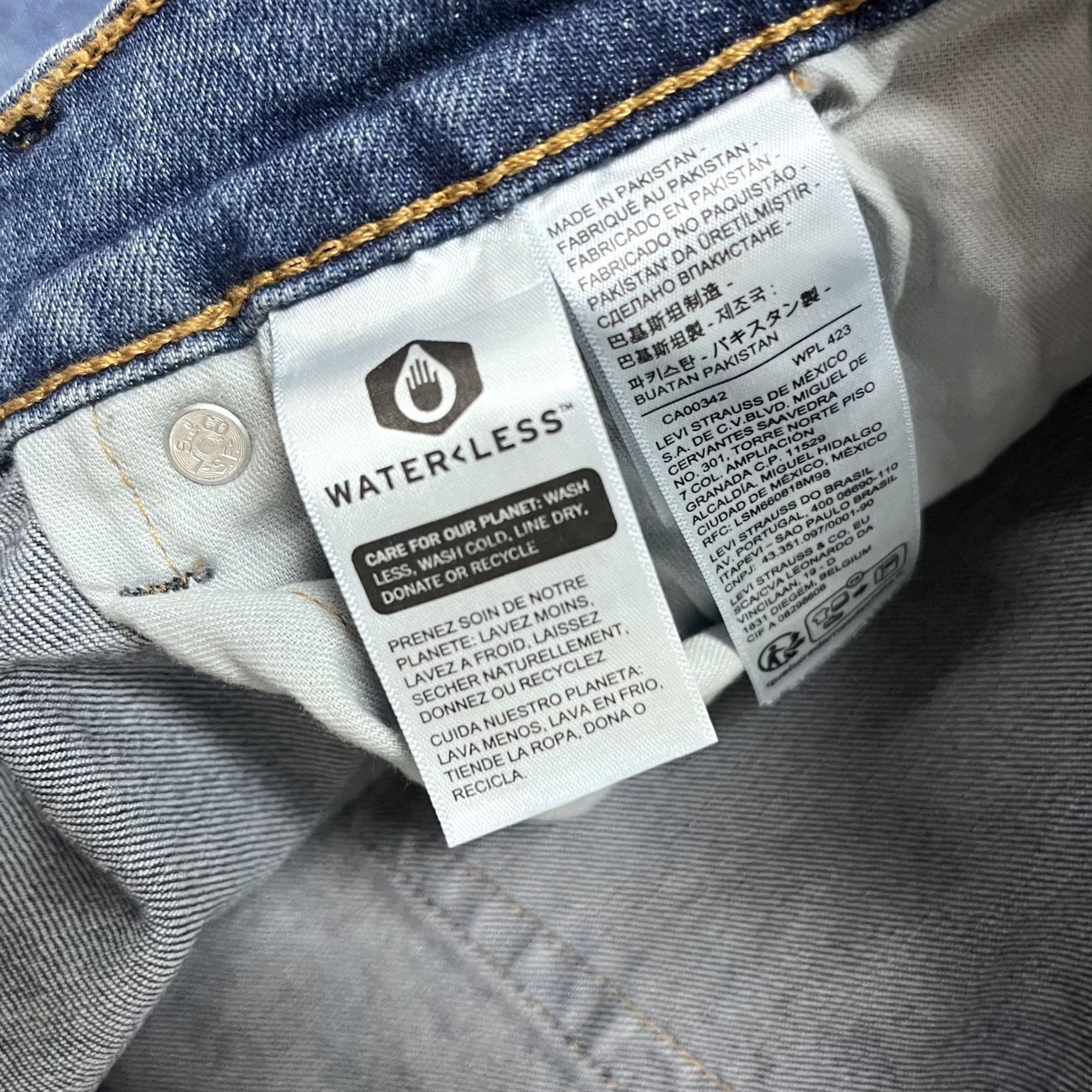 Levi's Levi's 505 Jeans Mens 40x32 Blue Medium Wash Straight Zip Regular WaterLess Denim Pants Size US 40 / EU 56 - 3 Thumbnail
