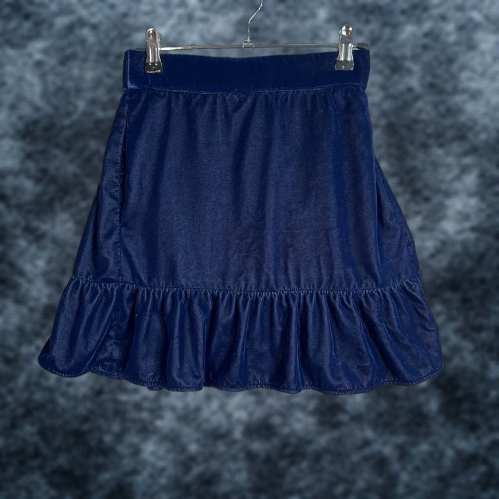 J.Crew J. Crew Womens Size XXS Navy Blue Ruffle Mini Skirt Polyester Size 24" / US 00 / IT 34 - 1 Thumbnail