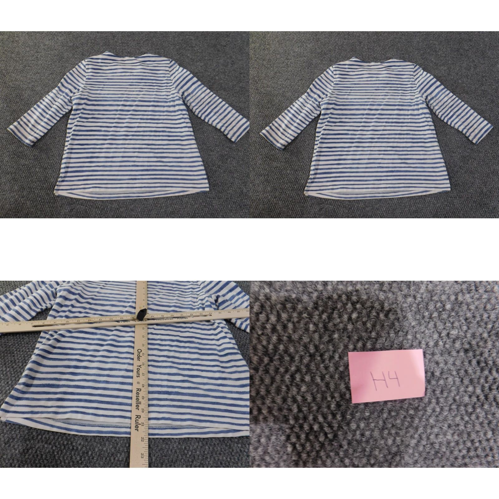 Vintage Alfred Dunner Blouse Shirt Petite PS Women Blue Stripe Knit Cotton Spandex V-Neck Long Sleeve Stretch Casual Size S / US 4 / IT 40 - 8 Thumbnail