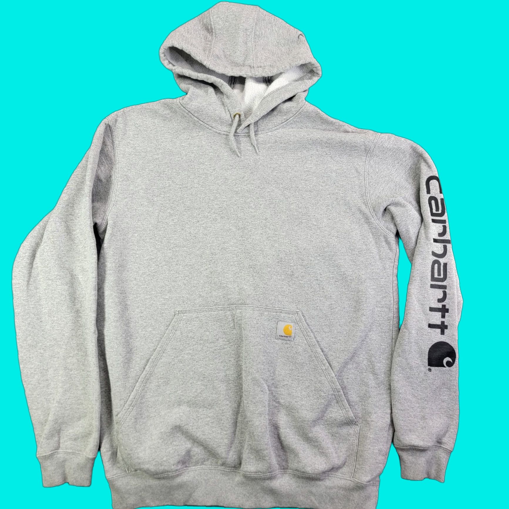 Carhartt Carhartt Hoodie Mens Medium Gray Pullover Fleece Loose Fit Logo Kangaroo Pocket Size US M / EU 48-50 / 2 - 1 Thumbnail
